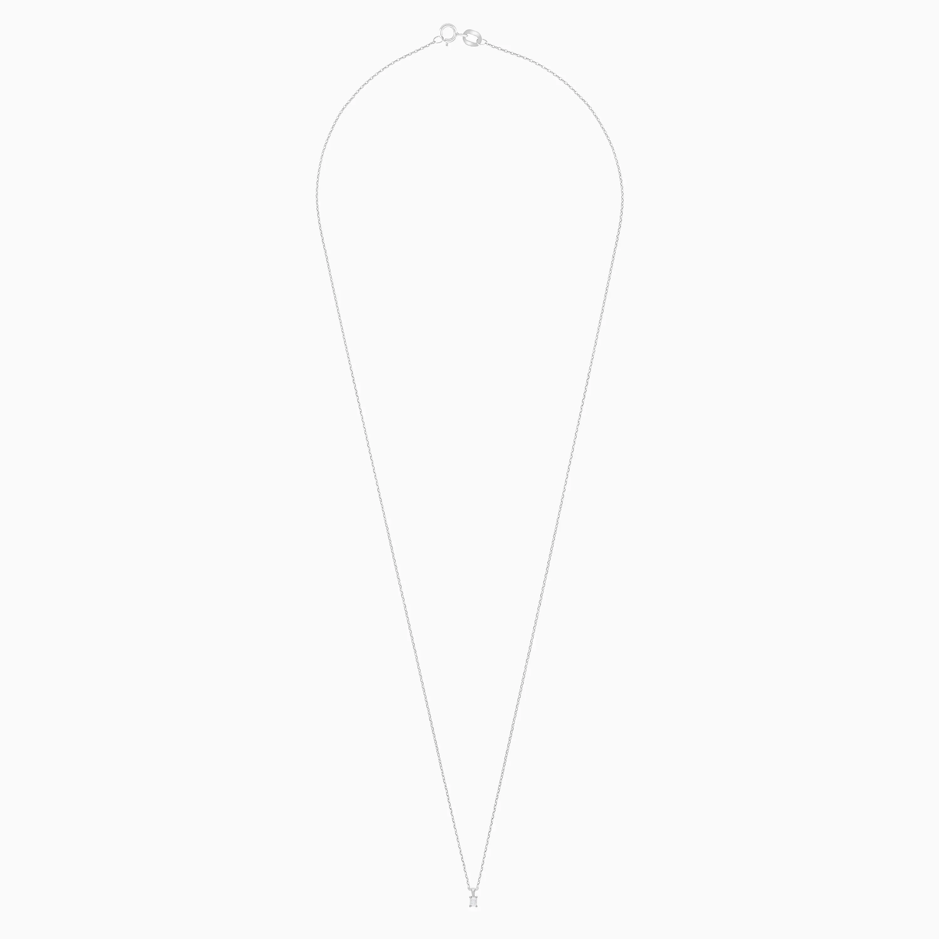 18k white gold chain from solitaire collection decorated with an emerald cut shape natural diamond pendant - Image 3