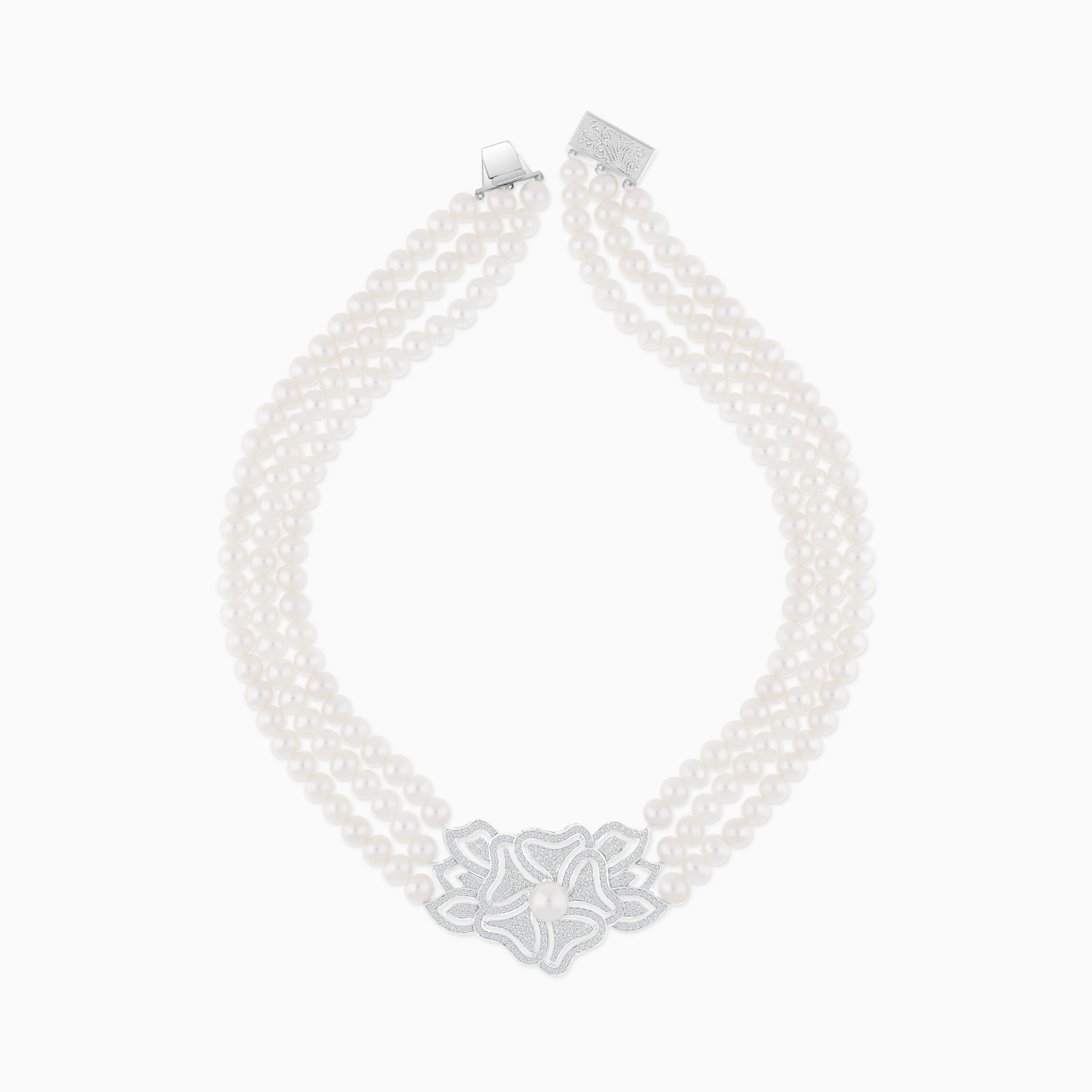 18K White Gold Chocker with a pearl and natural diamond | Danah Collection - Image 3