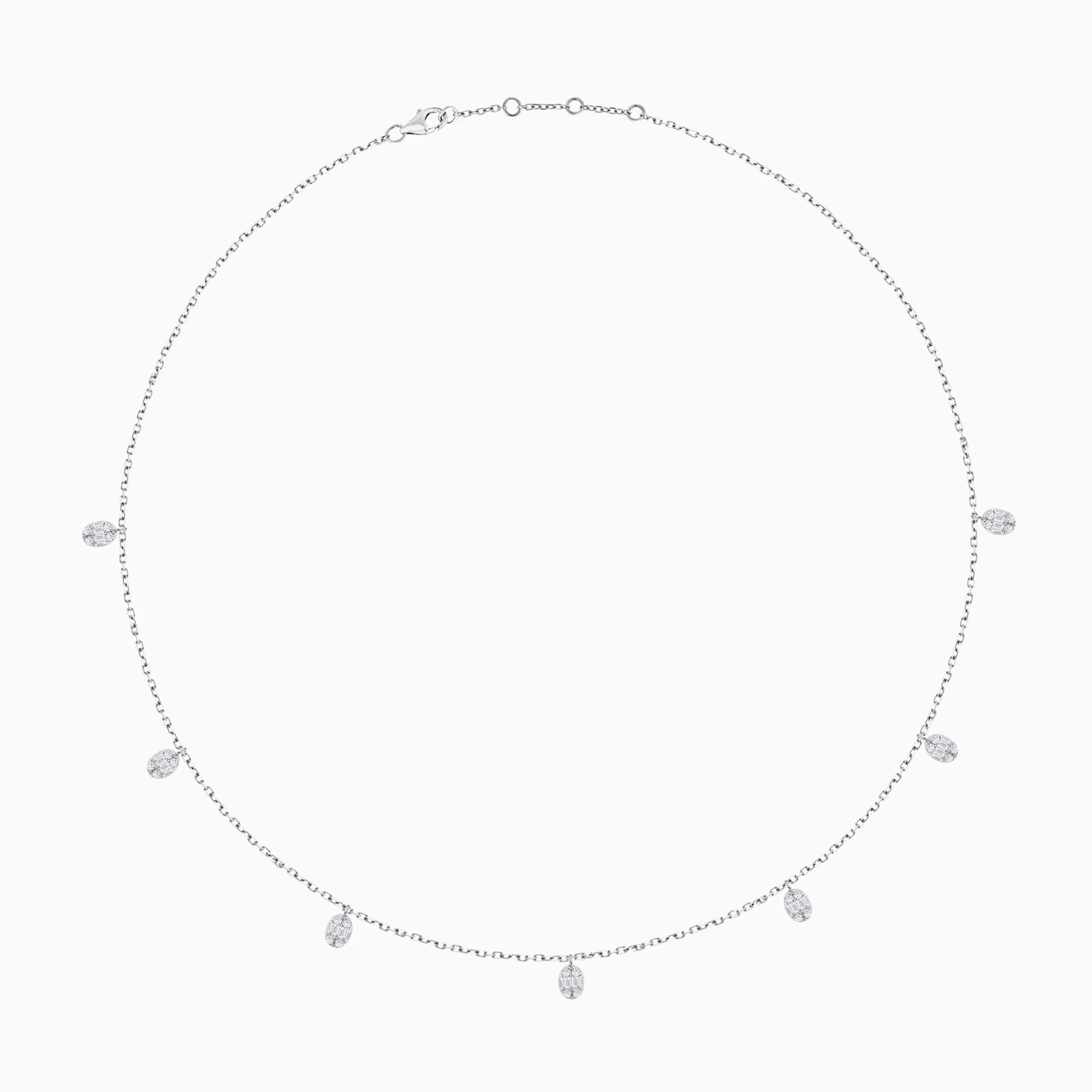 18k white gold choker necklace decorated with natural diamond stones - Image 3