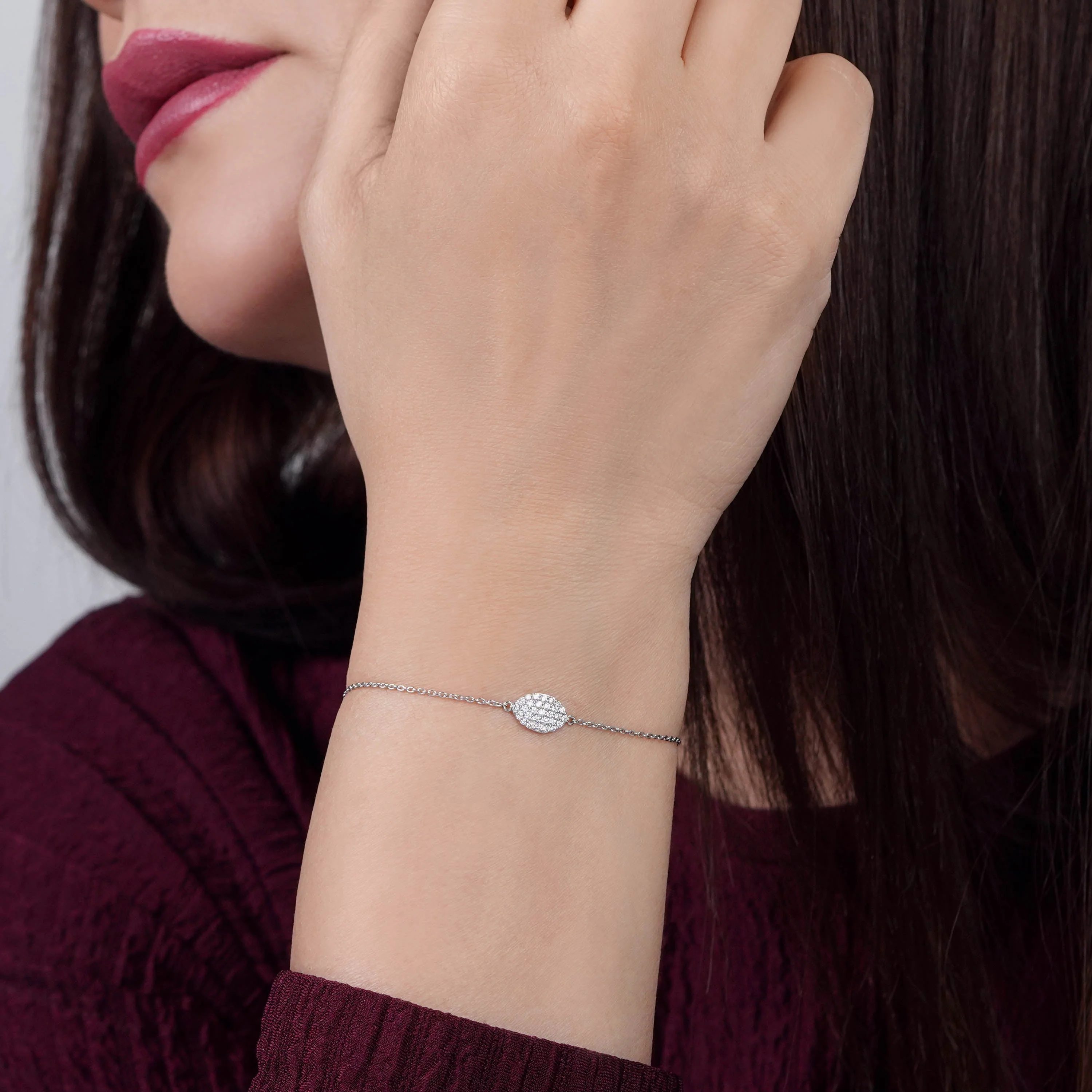 18K White Gold Bracelet with natural Diamond - Image 4