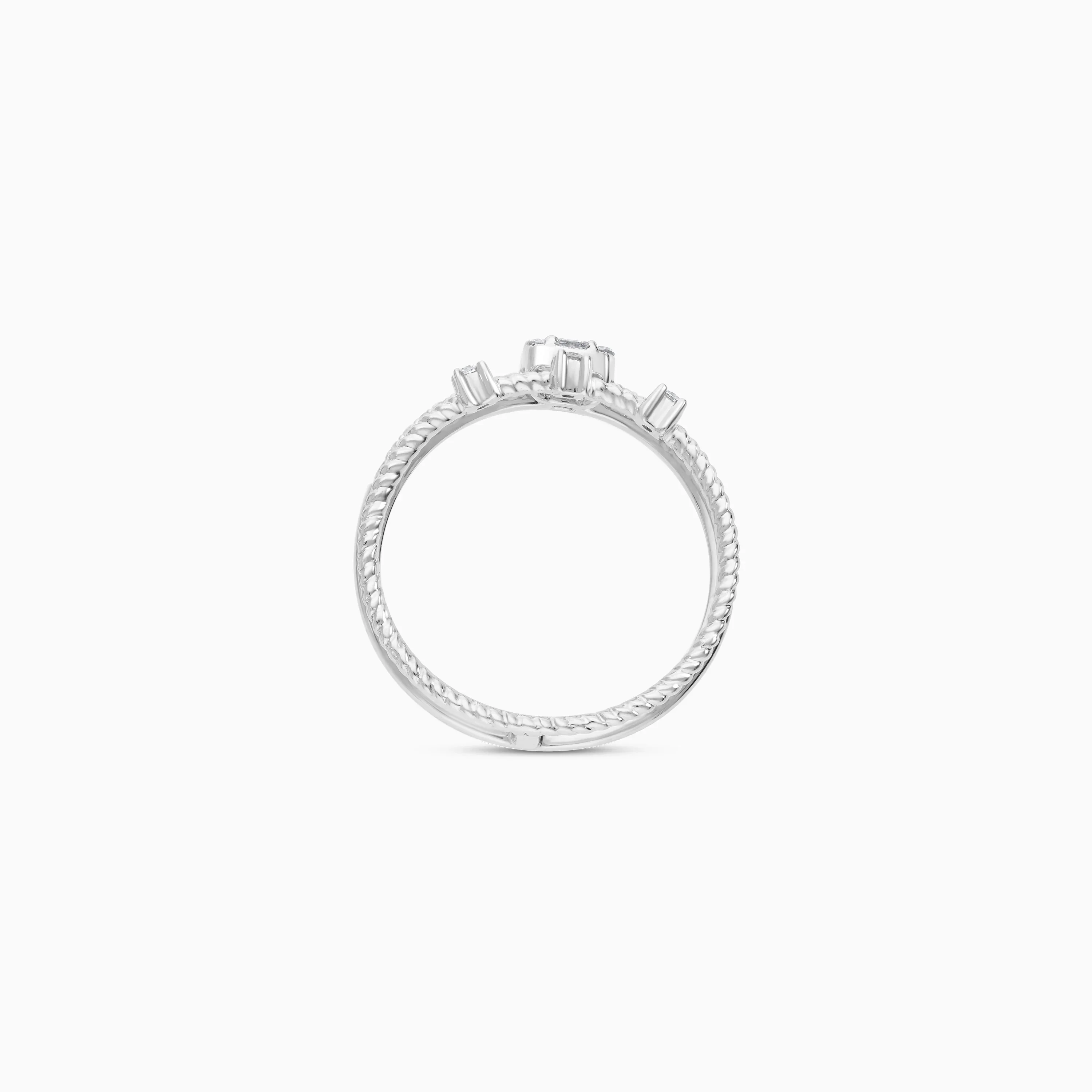 18K WHITE GOLD DOUBLE BAND RING DECORATED WITH NATURAL DIAMOND STONES - Image 4