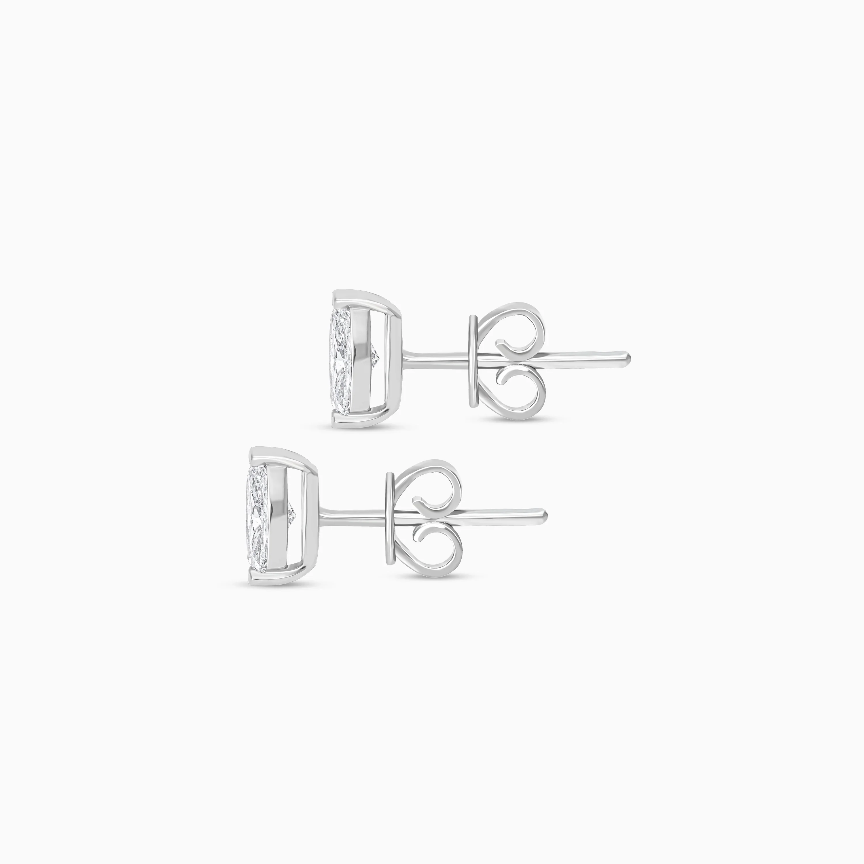 18k white gold earrings decorated with natural diamond marquise-cut shape  -  Solitaire collection - Image 4