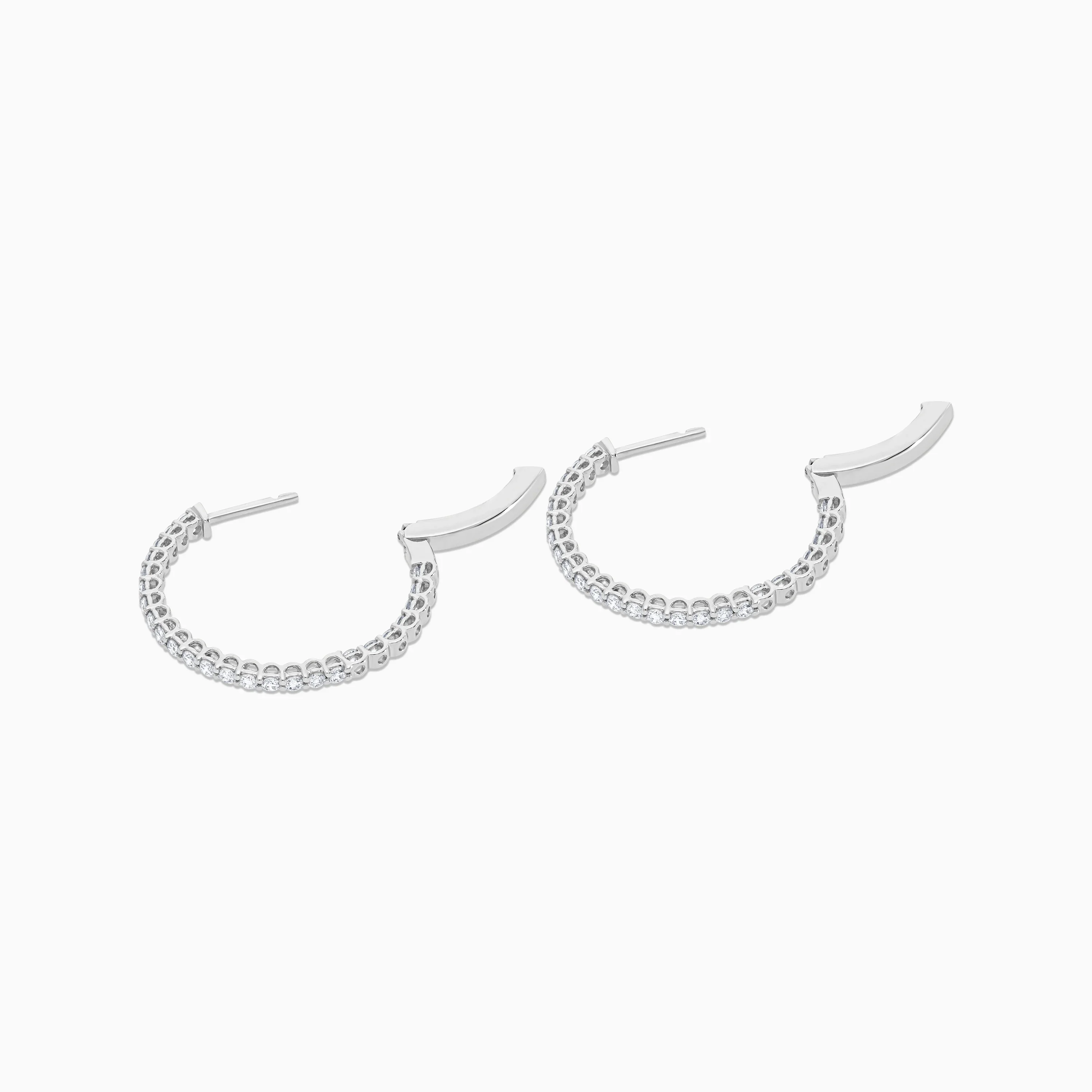 Elegant 18K white Gold Earrings with natural Diamond Round Shape Hoops - Image 5