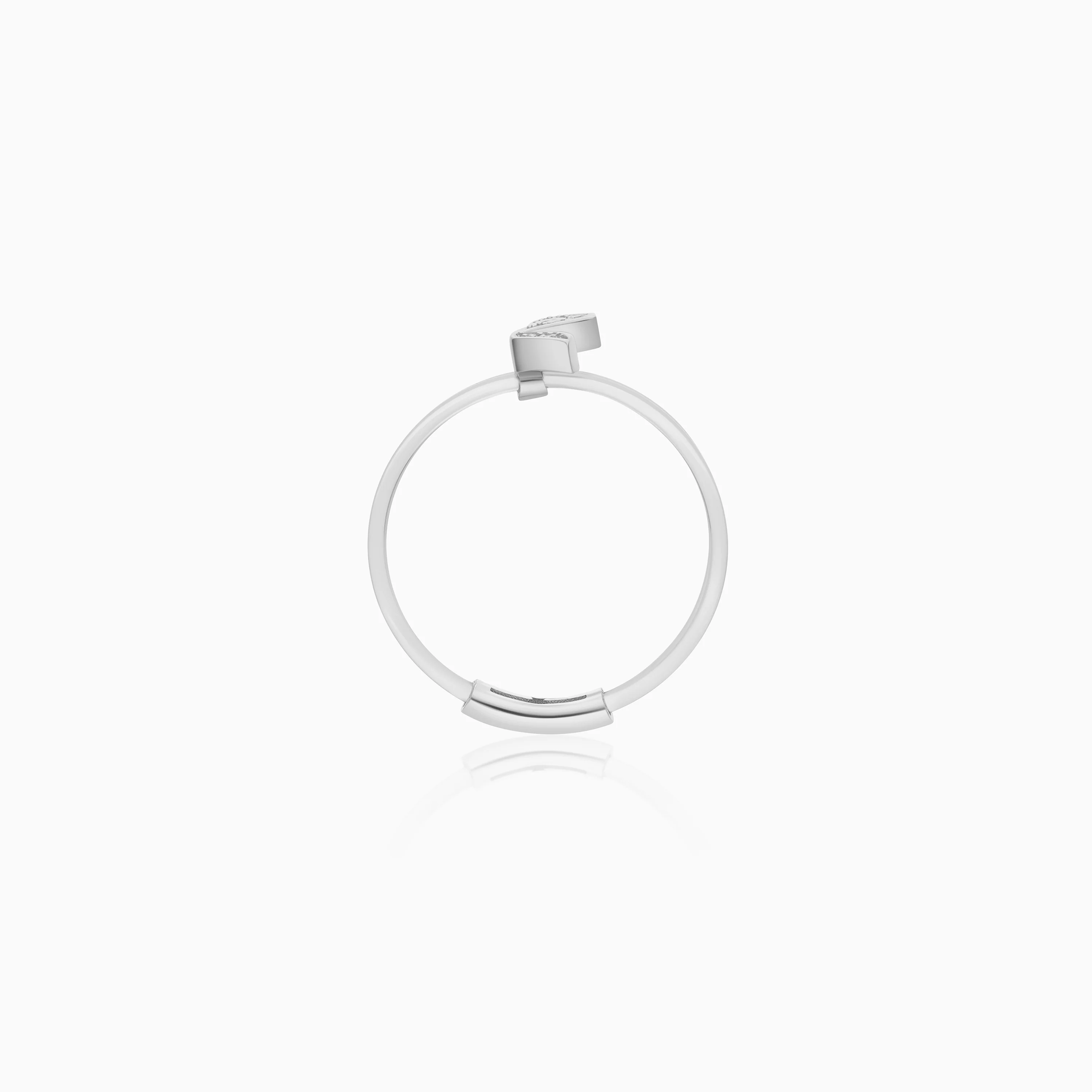 18K White Gold Floating Ring Meem Letter With Natural Diamonds - Image 3