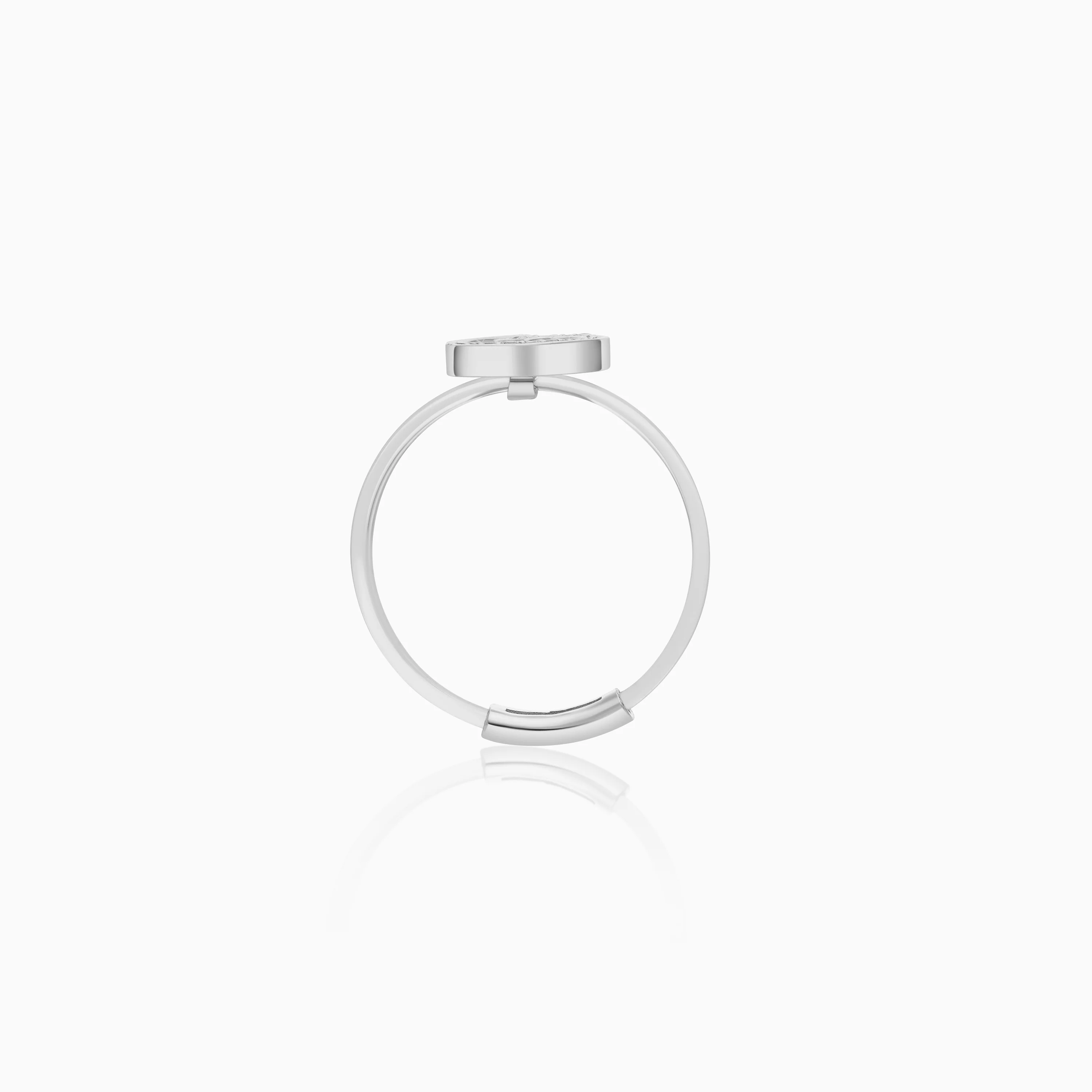 18K White Gold Floating Ring Noon Letter with Natural Diamonds - Image 3