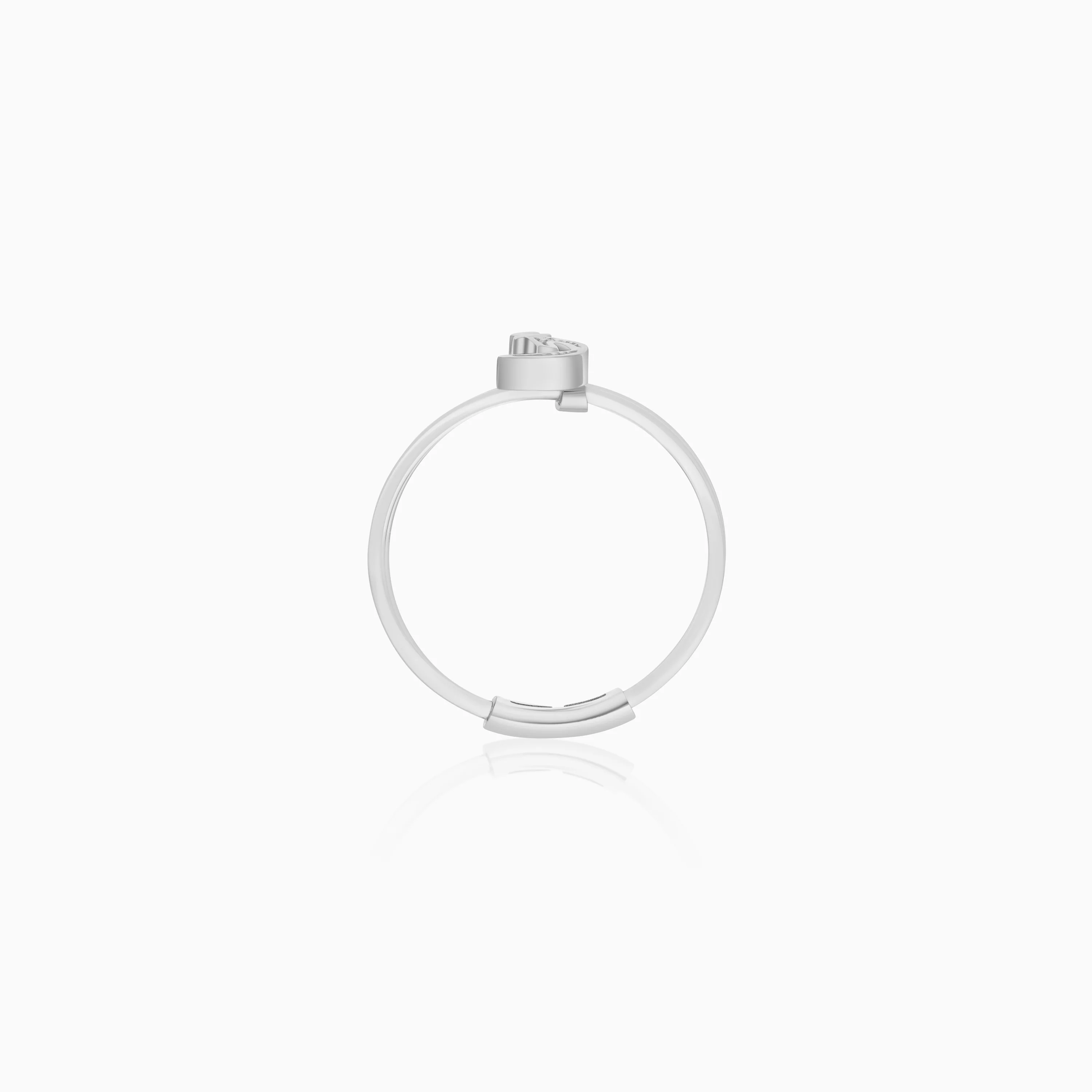 18K White Gold Ring Letter Alif in Arabic decorated with Natural Diamonds - Image 3