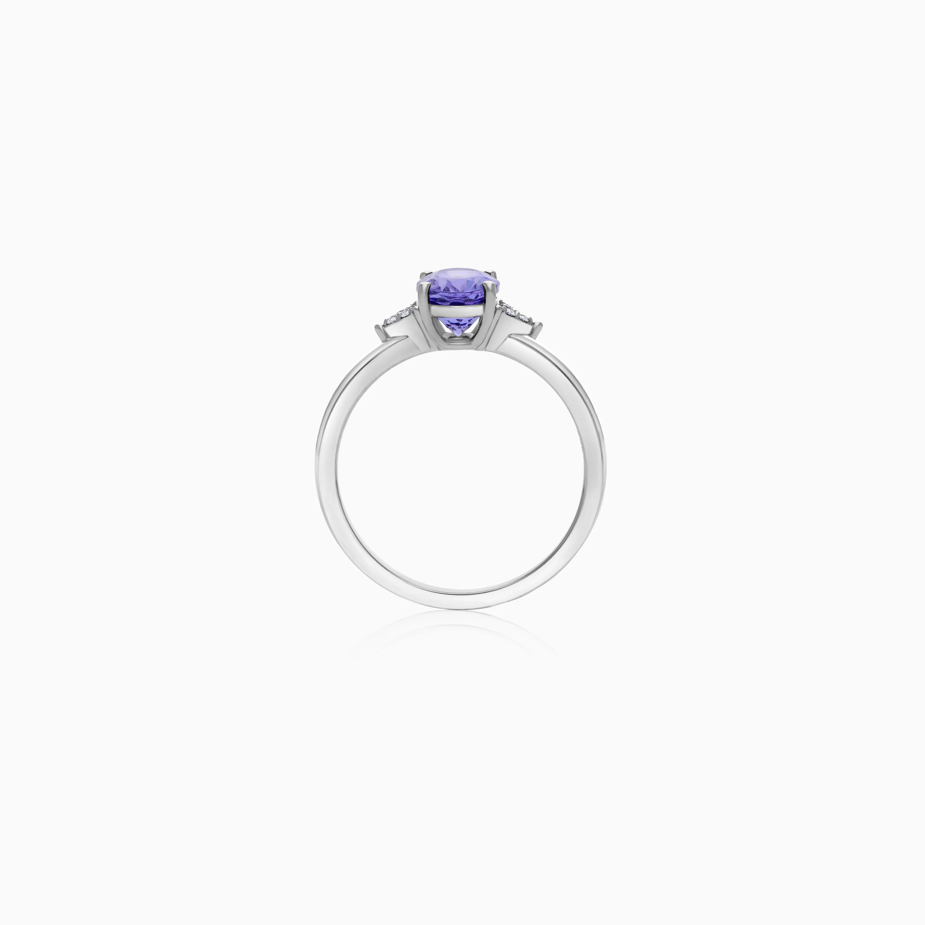 18K White Gold Natual Diamond & Tanzanite Ring - Image 3
