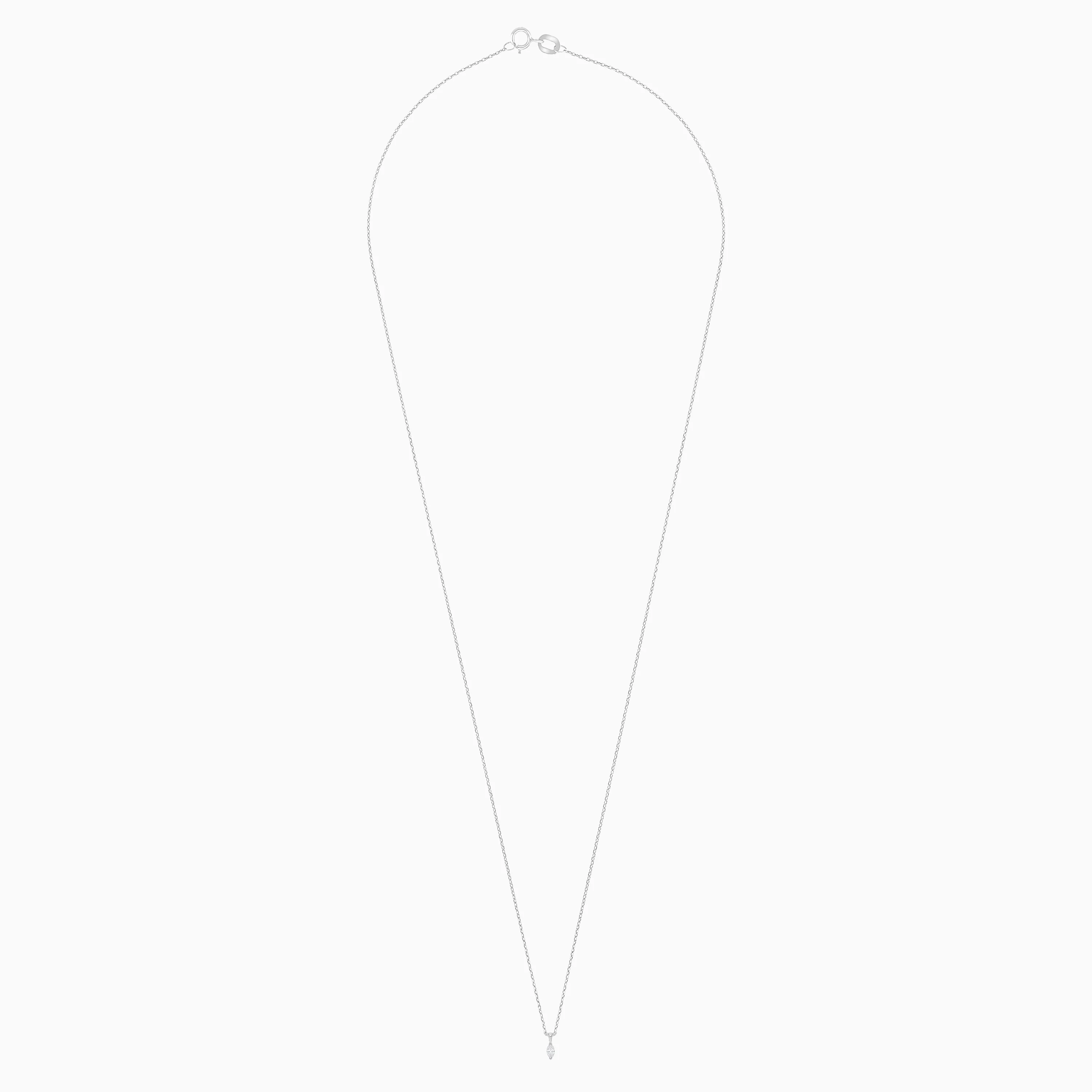 18k white gold necklace  with a dangling marquise-cut shape natural  diamond  -  Solitaire collection - Image 3