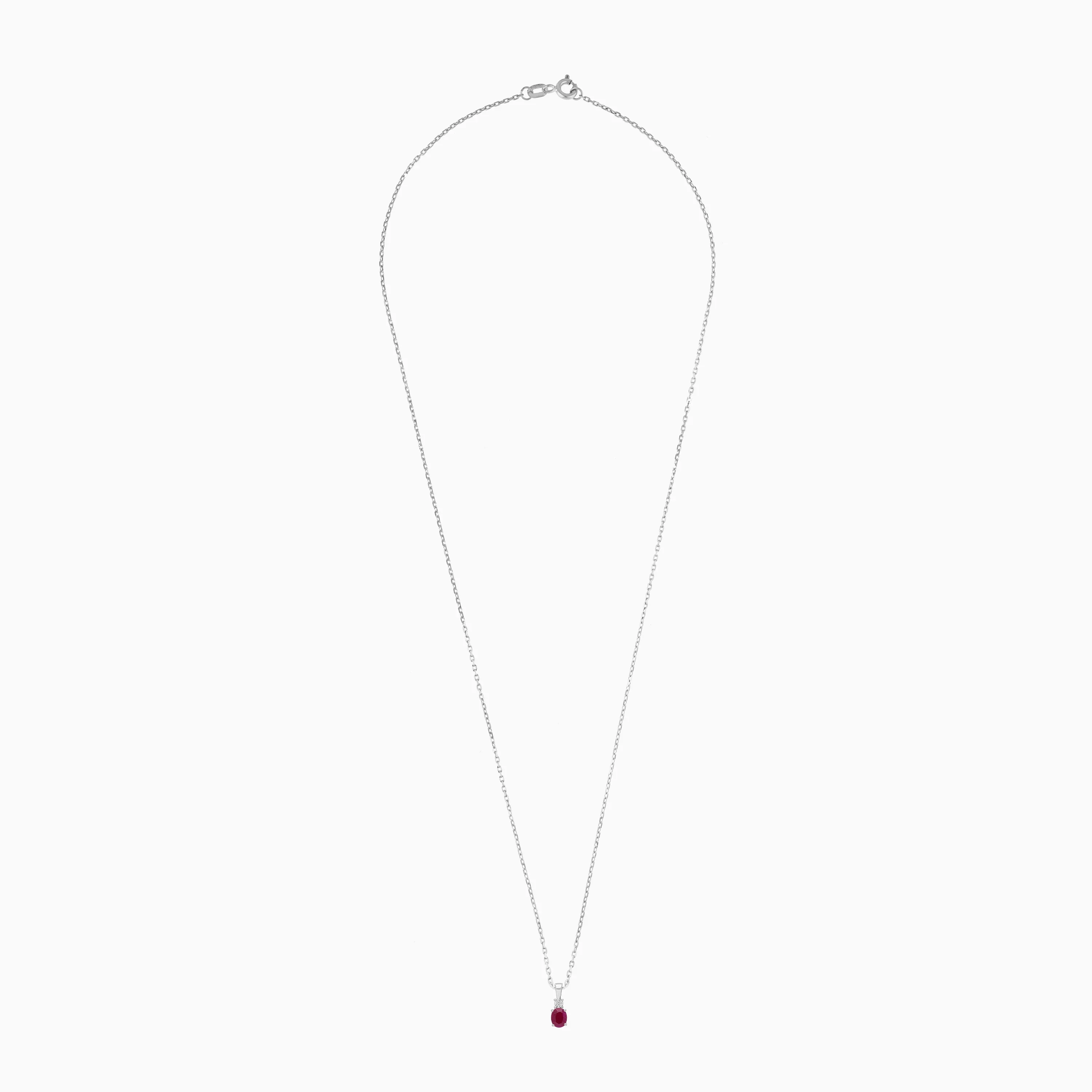 18k white gold Necklace with natural diamonds and ruby stones | colour classic - Image 2