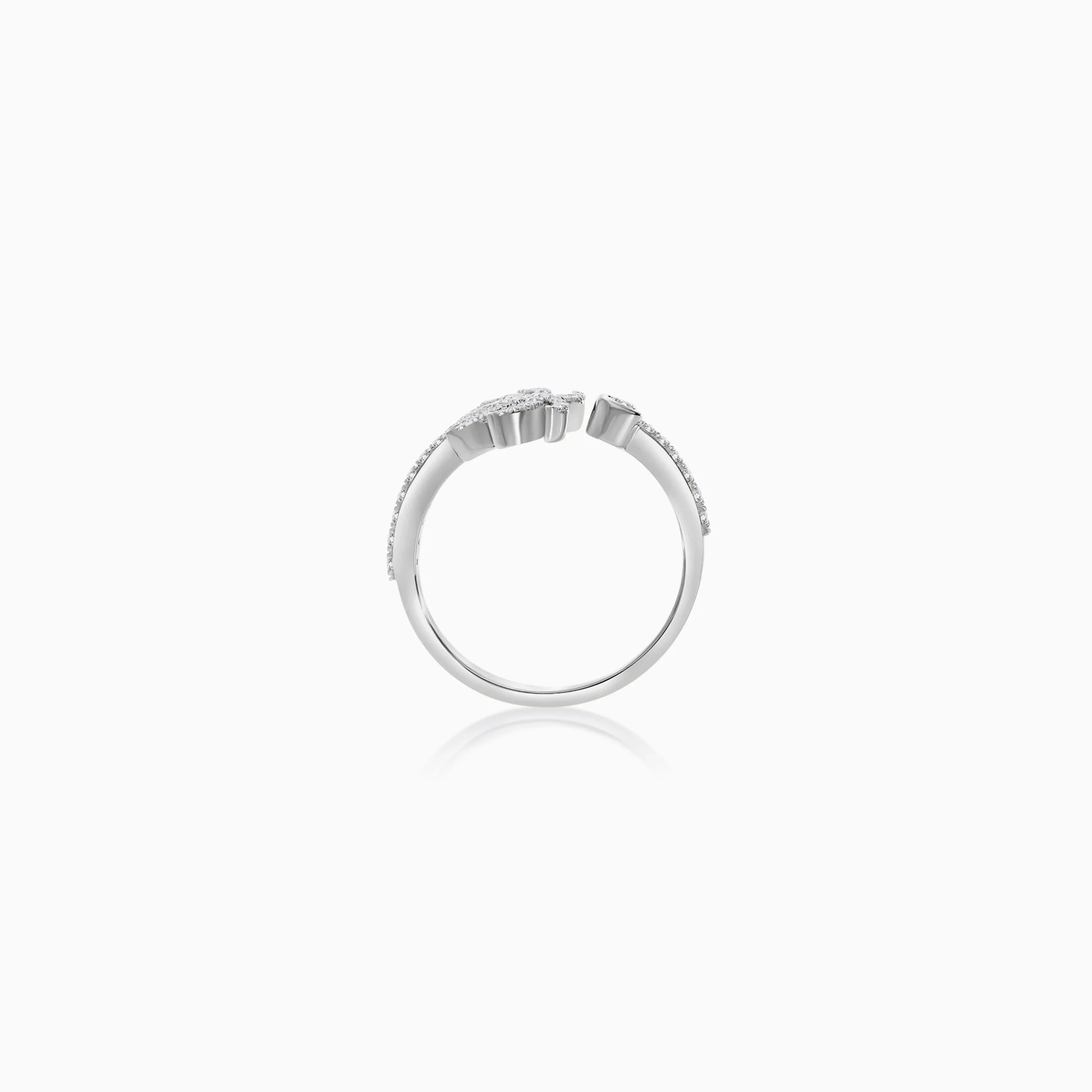 18K White Gold Open Ring in Palm Tree Shape Decorated with Natural Diamond | Al Nakhla Collection - Image 3