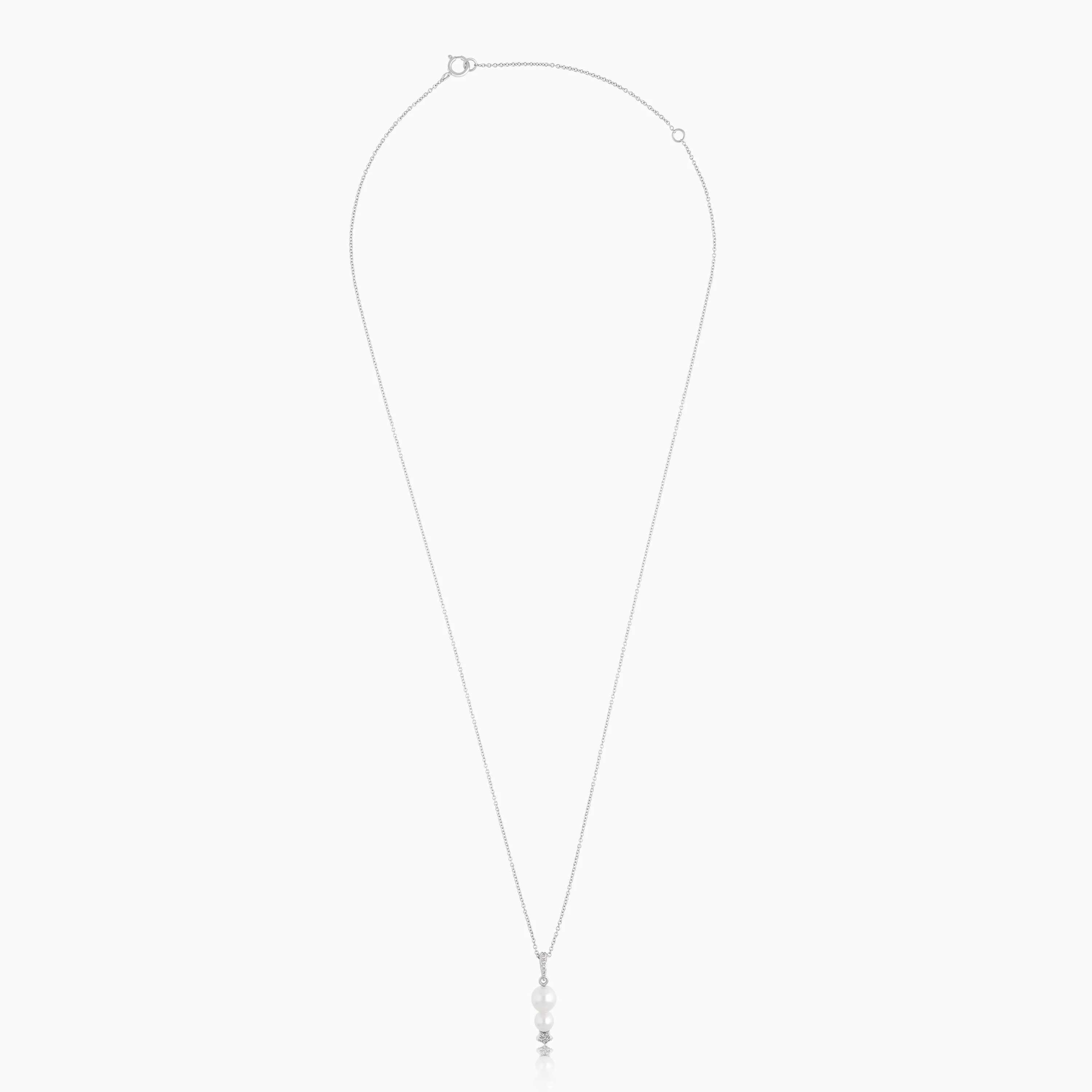 18k White Gold Pearl & Natural Diamond Star Necklace — Danah Diamond Collection - Image 2