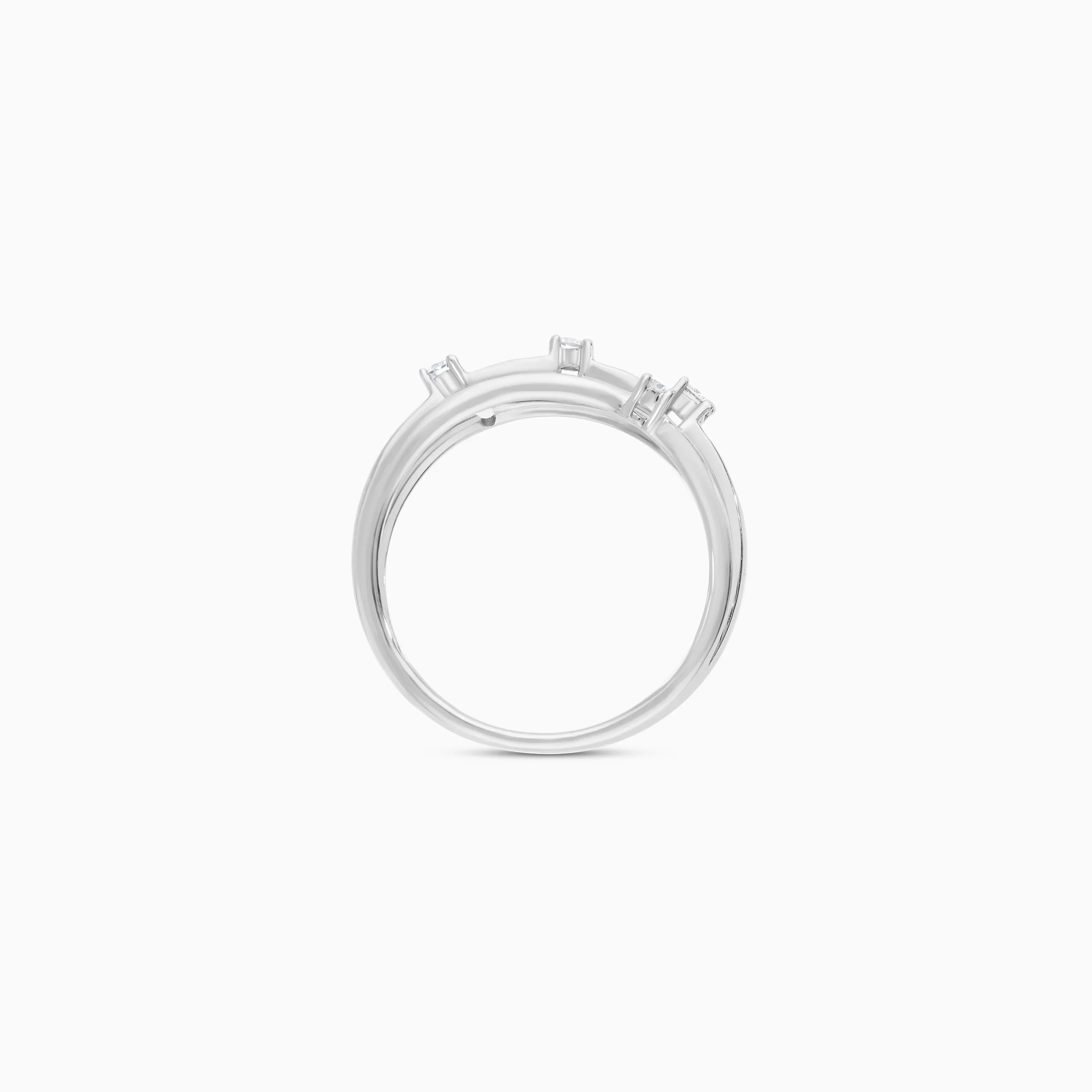 18K WHITE GOLD RING DECORATED WITH NATURAL DIAMOND STONES - Image 3
