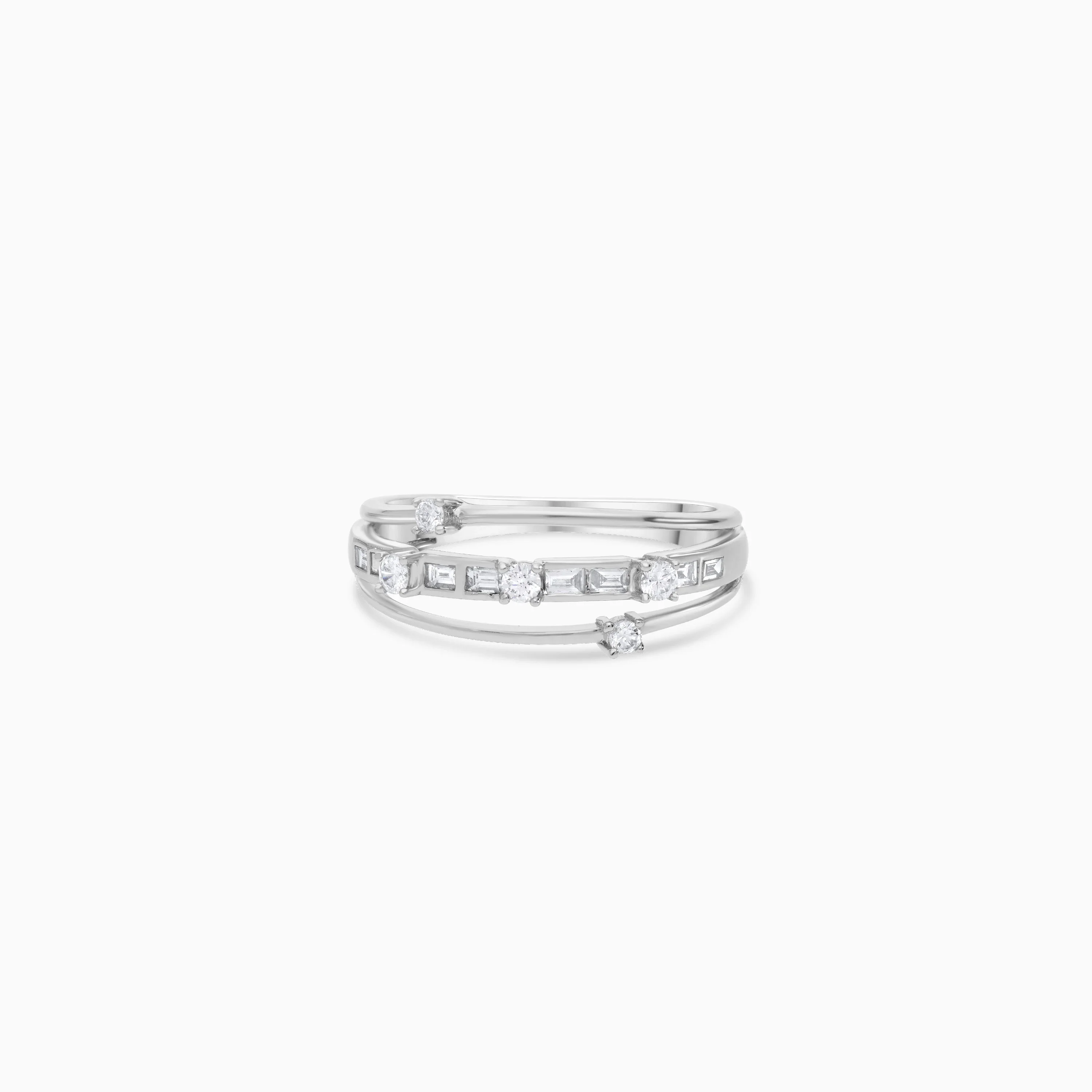 18K WHITE GOLD RING DECORATED WITH NATURAL DIAMOND STONES - Image 4