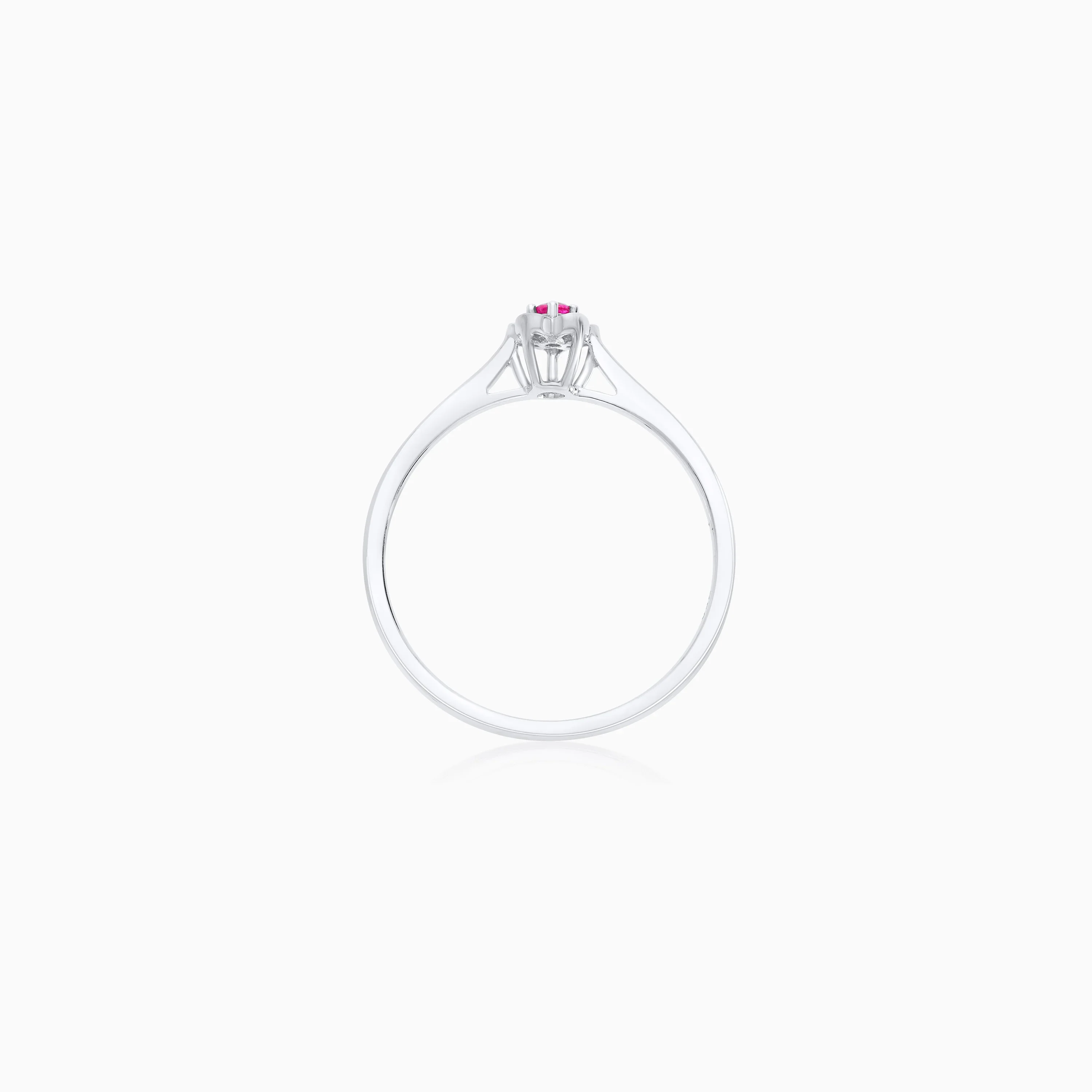 18K White Gold Flower-Shaped Ring with Natural Ruby and Diamond Stones – Colori Collection - Image 4