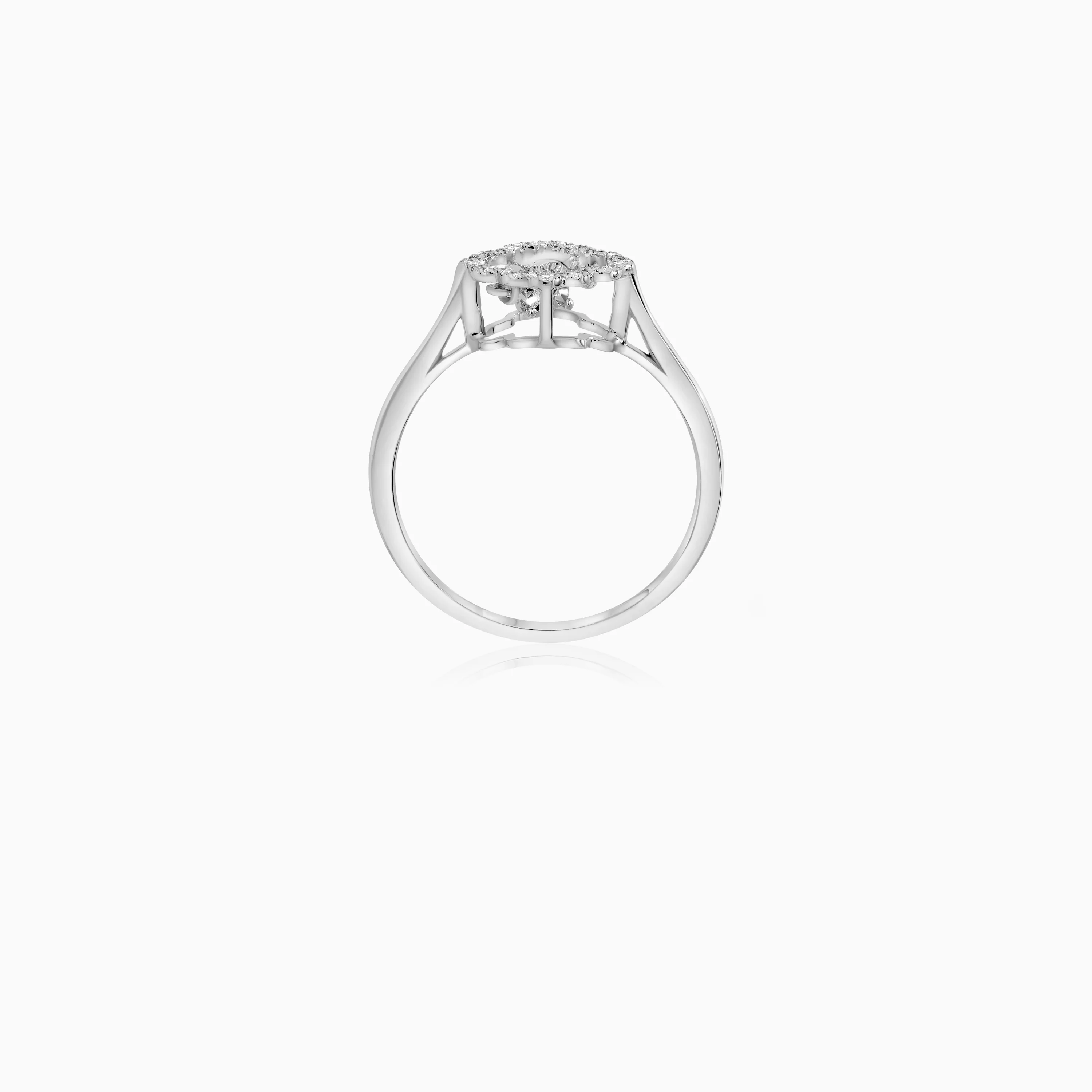 18K White Gold Flower Ring with Dancing Diamonds | Dancing Diamond Collection - Image 4