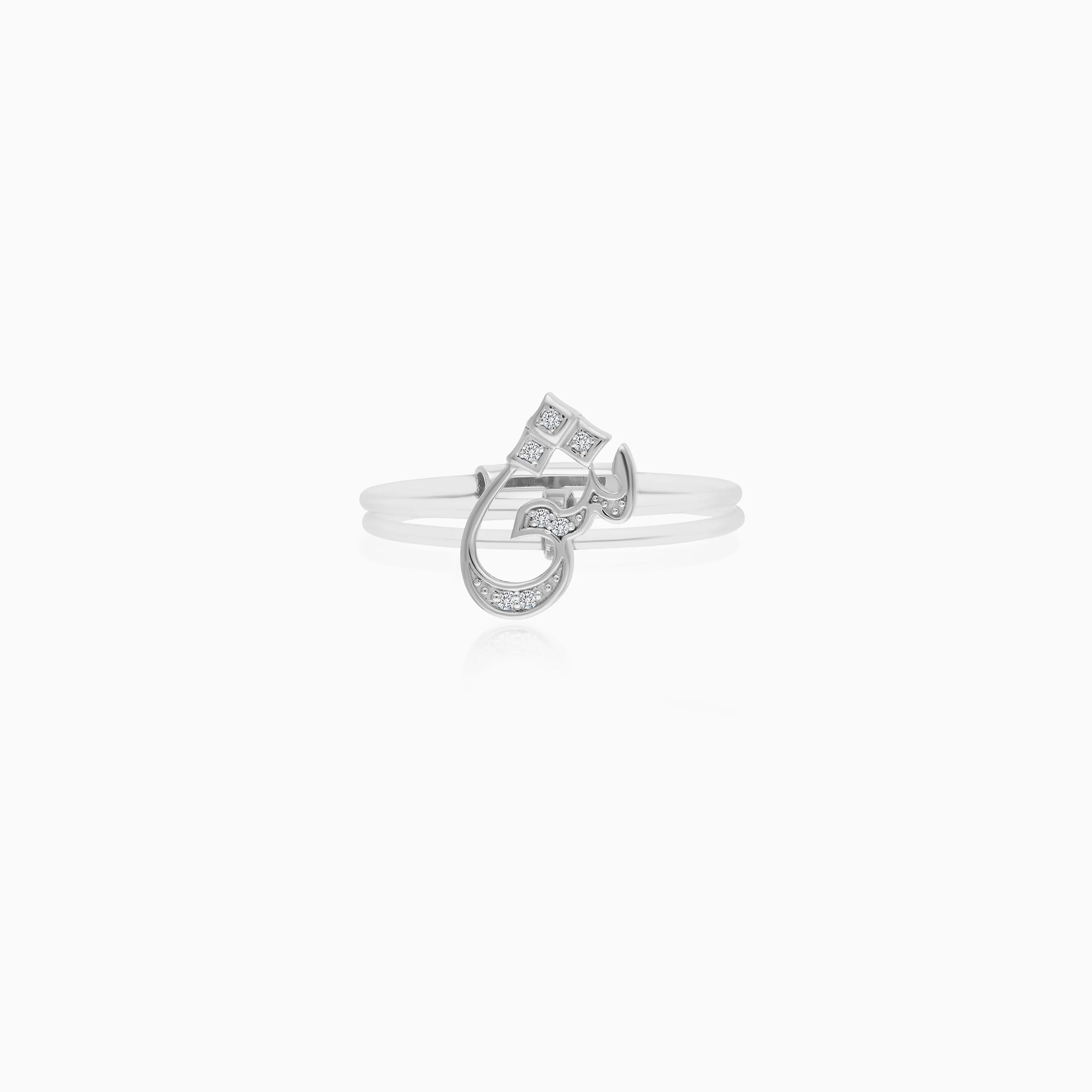 18K White Gold Ring Letter Sheen with Natural Diamonds - Image 2
