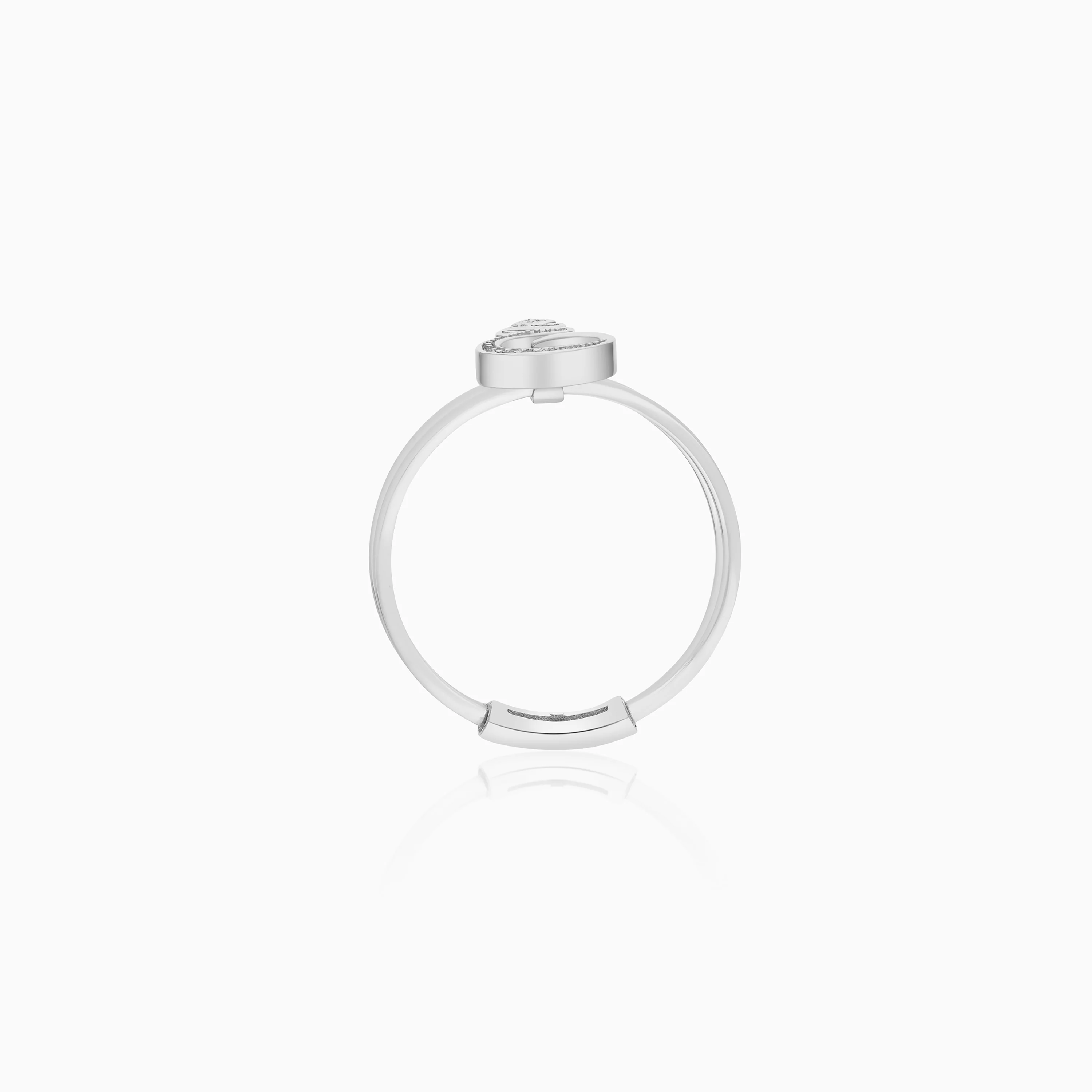 18K White Gold Ring Letter Sheen with Natural Diamonds - Image 3