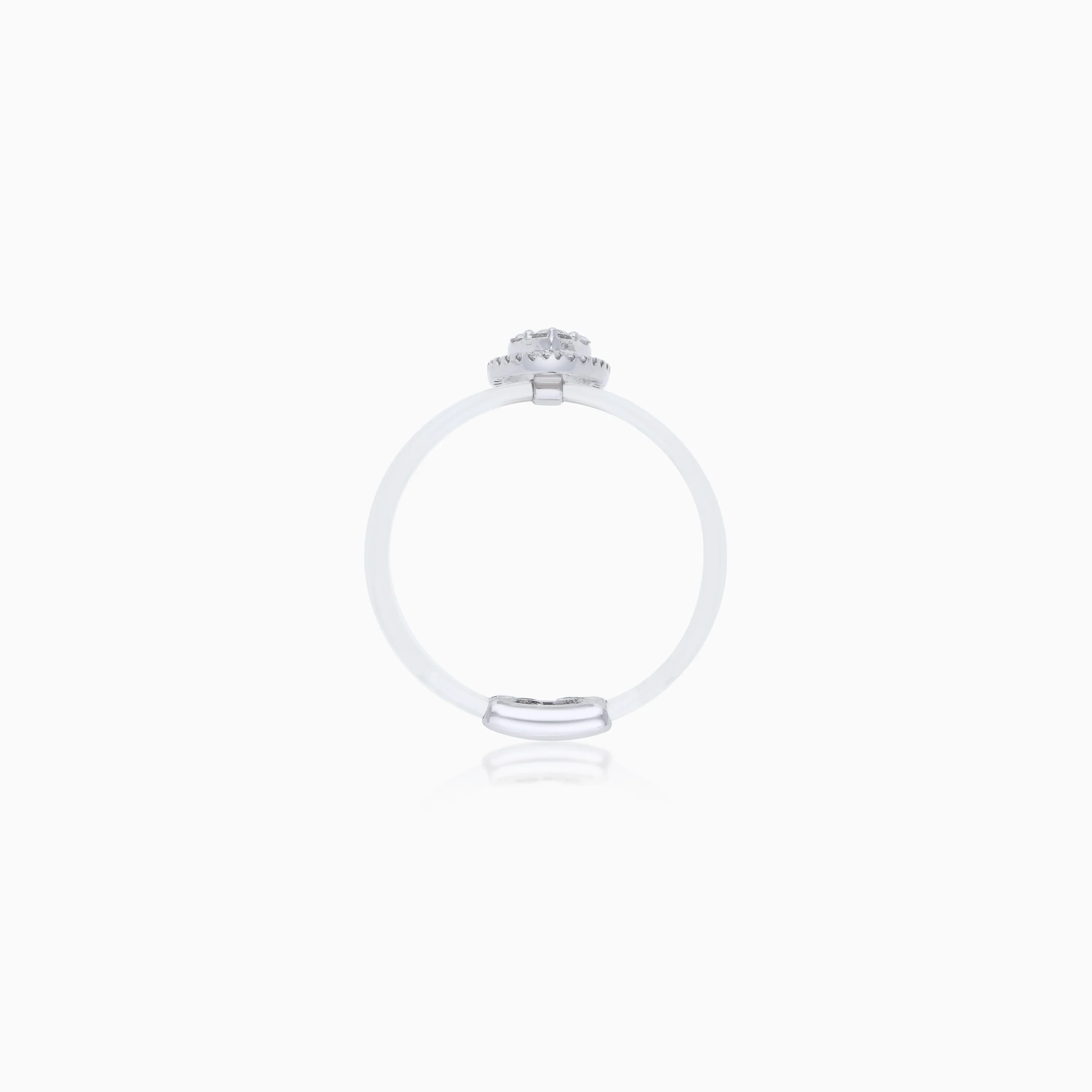 18K White Gold ring in marquise shape decorated with natural diamond stones  – Float Collection - Image 3