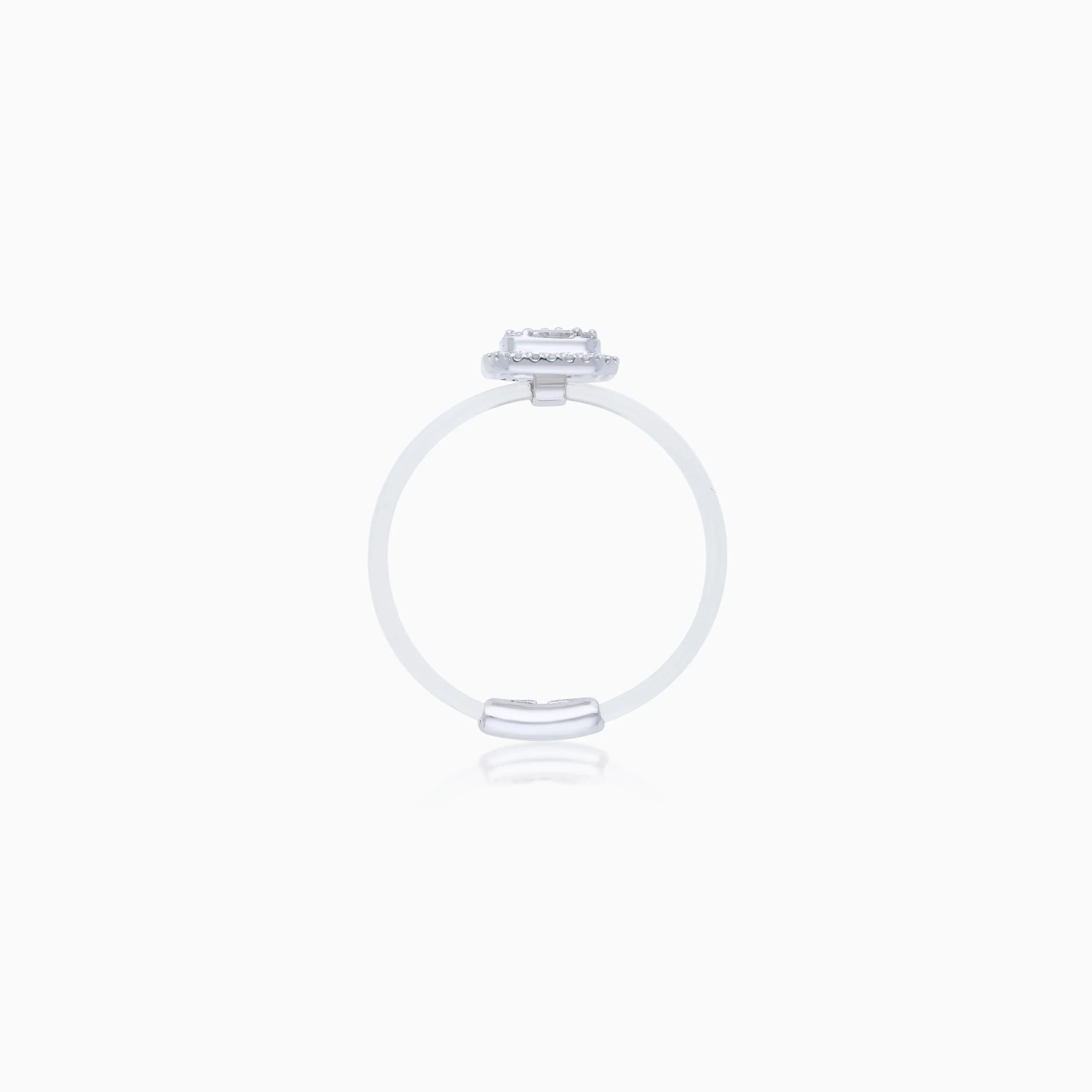 18K White Gold Square Ring with Baguette Natural Diamonds – Float Collection - Image 3