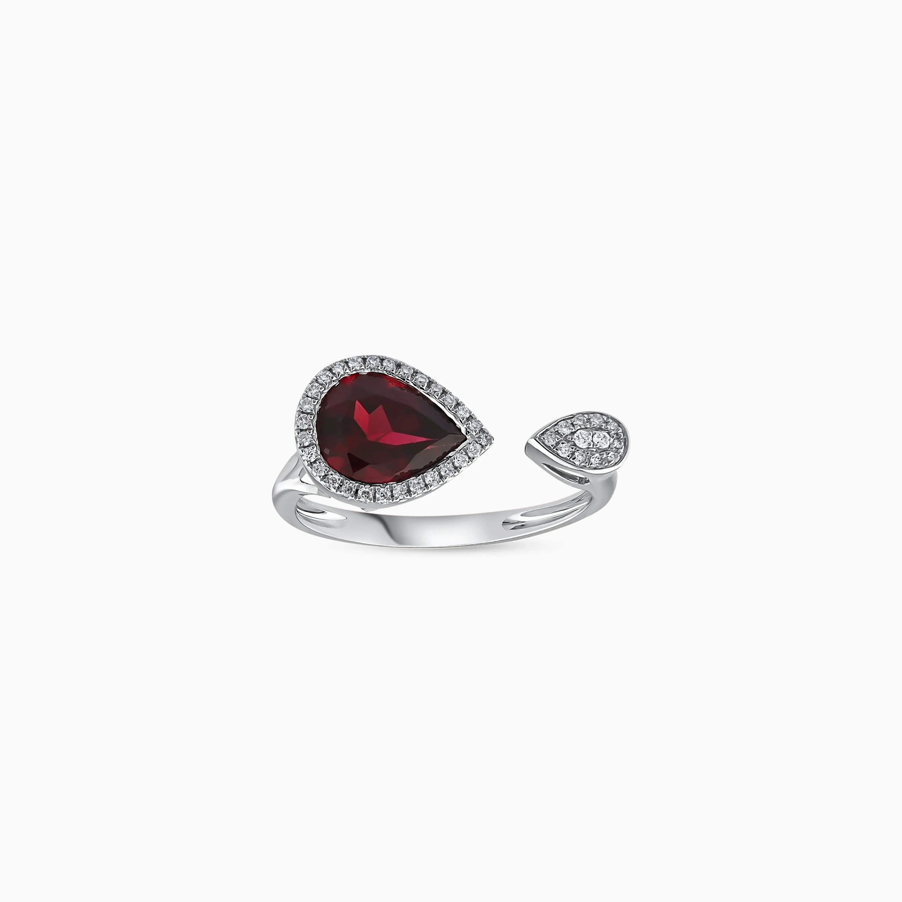 18K White Gold Ring with Garnet and Diamonds - Rabiya Collection - Image 3