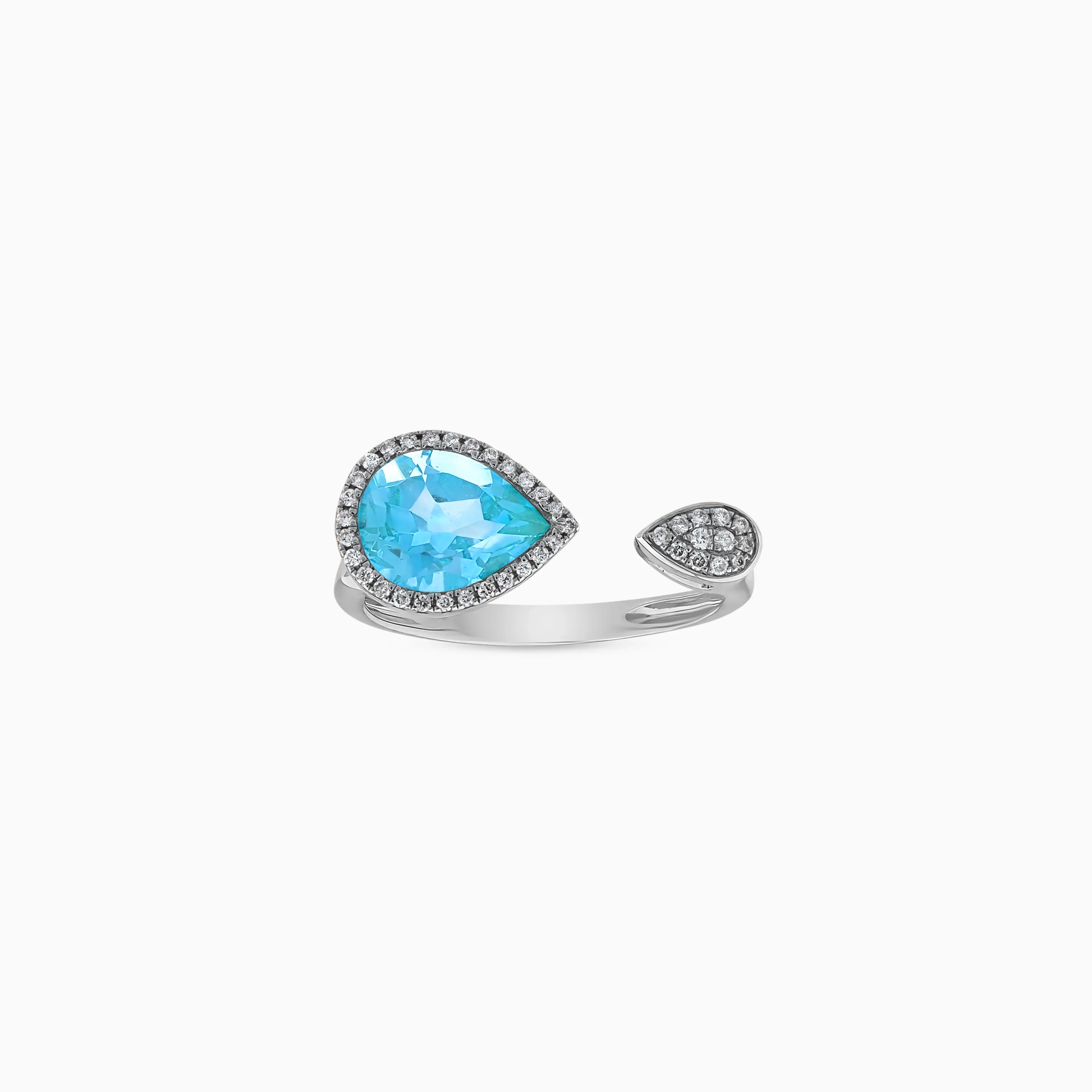 18K White Gold Ring with Diamonds and Topaz – Rabiya Collection - Image 4