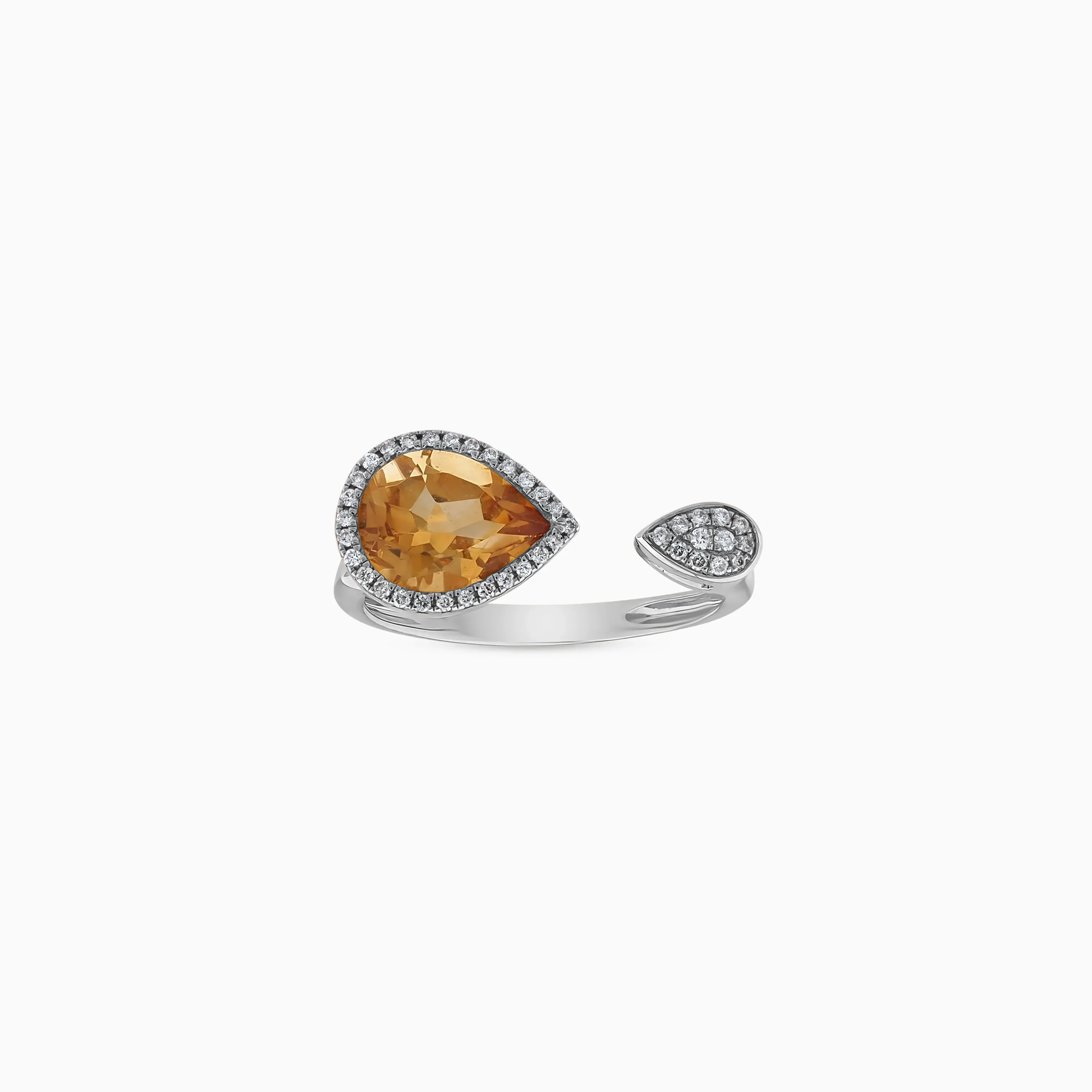 18K White Gold Ring with Natural Citrine and Diamonds – Rabiya Collection - Image 3