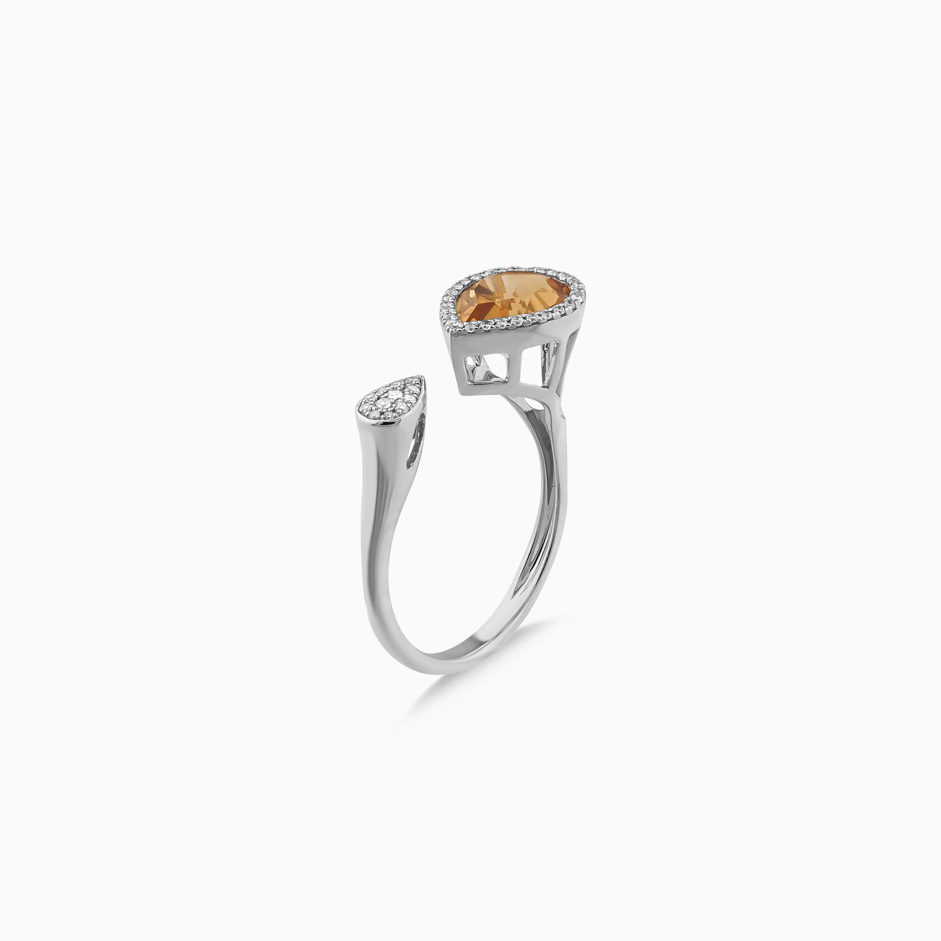 18K White Gold Ring with Natural Citrine and Diamonds – Rabiya Collection - Image 4