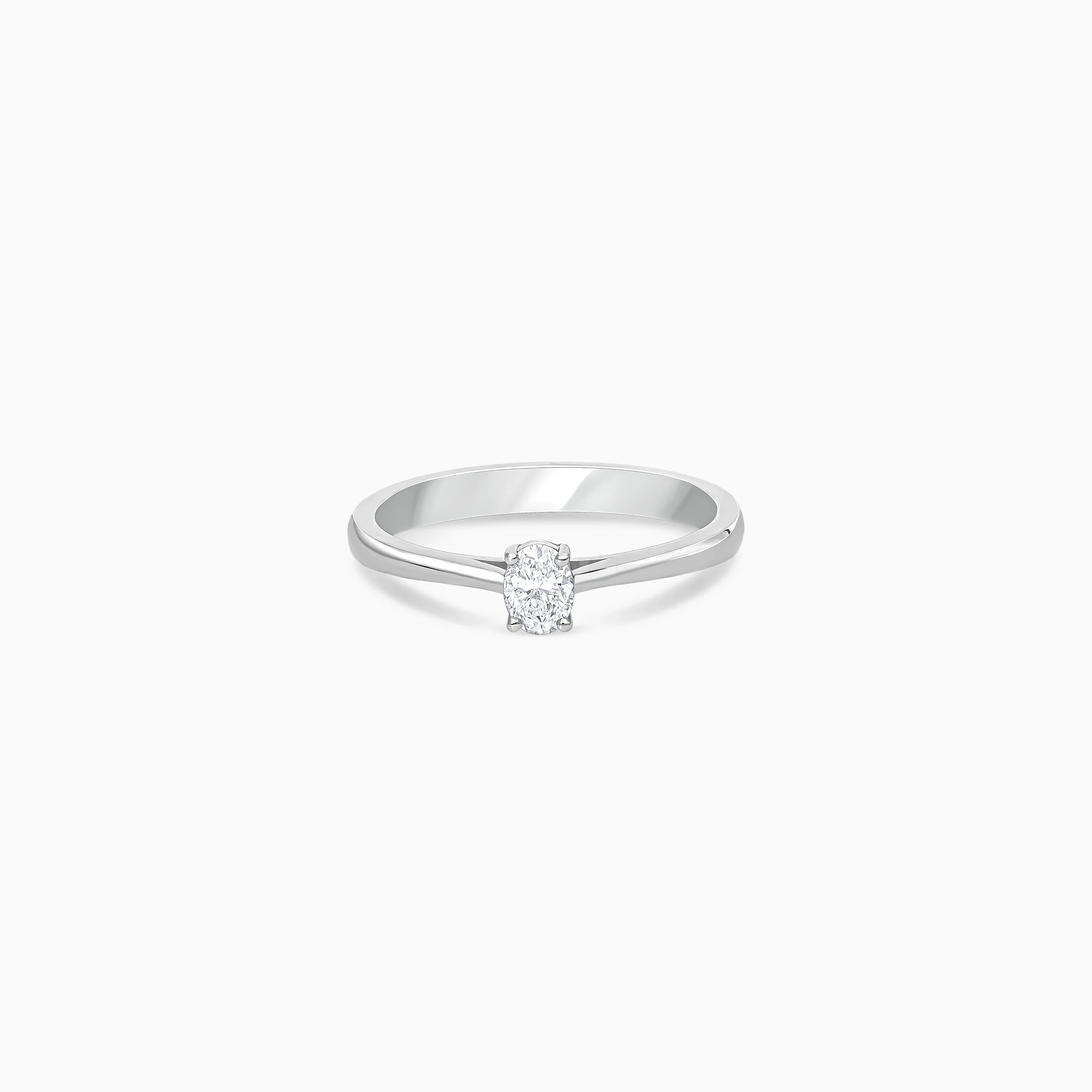 18K White Gold Solitaire Oval Diamond Ring - Image 3