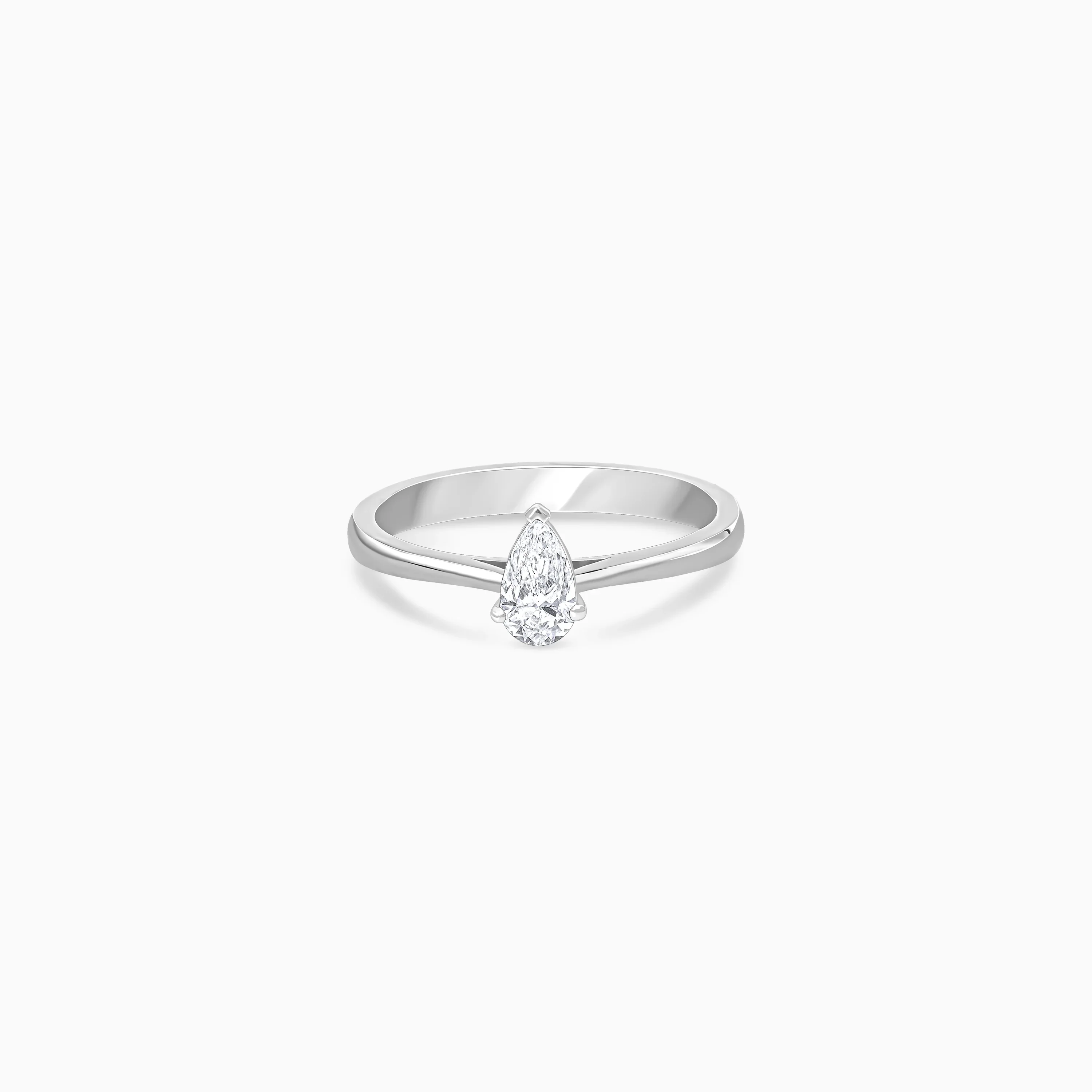 18k white gold solitaire ring with a single pear shaped natural diamond - Image 3
