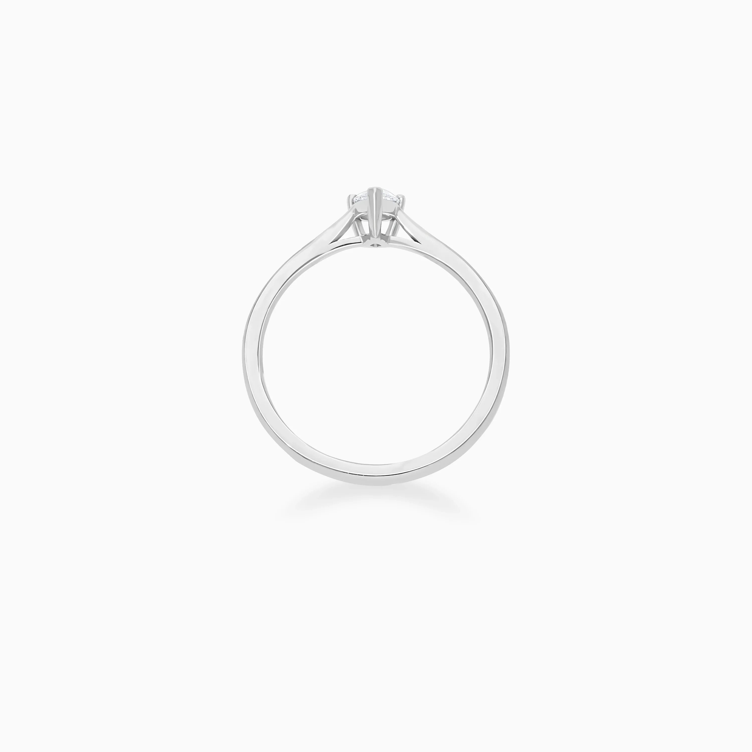 18k white gold solitaire ring with a single pear shaped natural diamond - Image 4