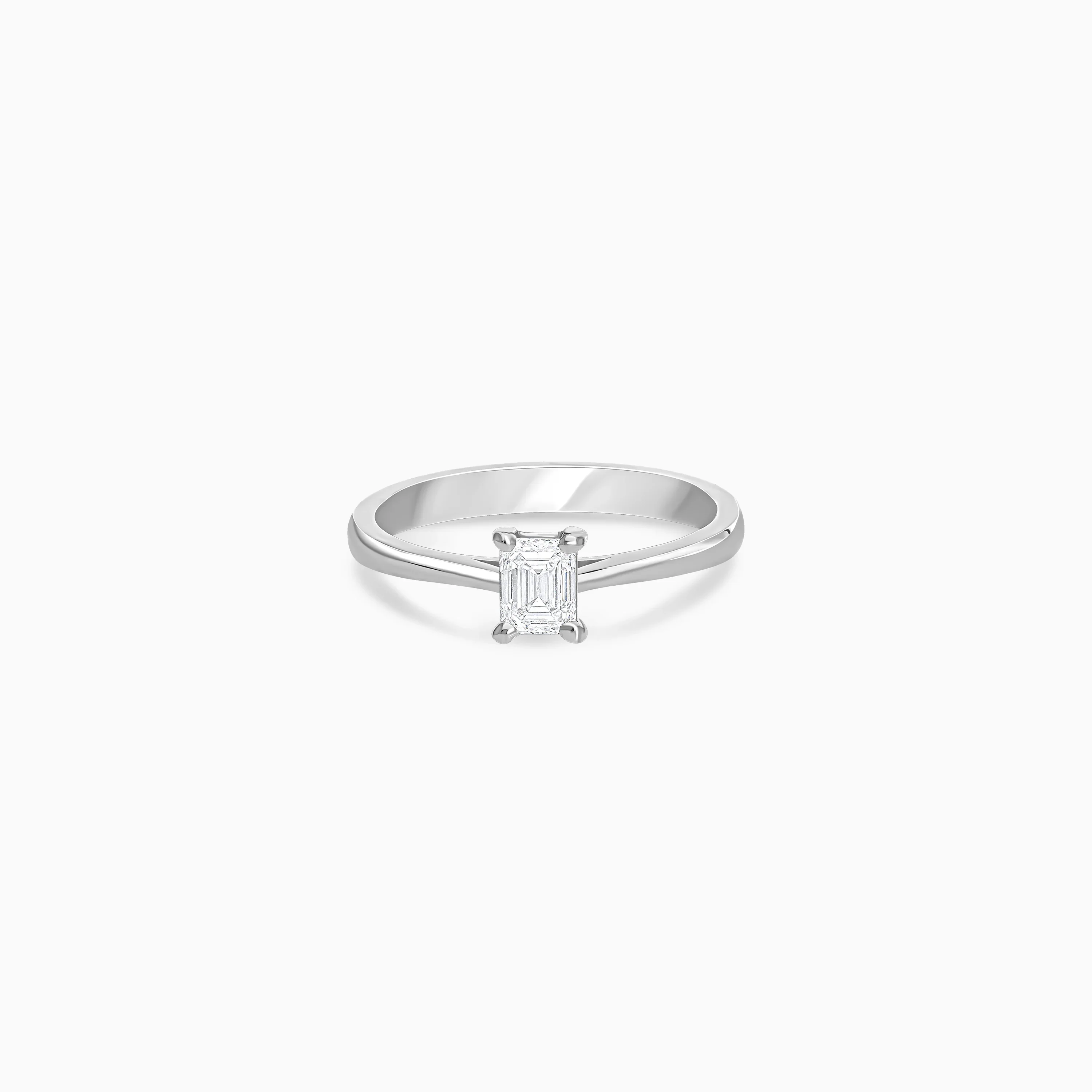 18k white gold solitaire ring with an emerald cut shape natural diamond - Image 3