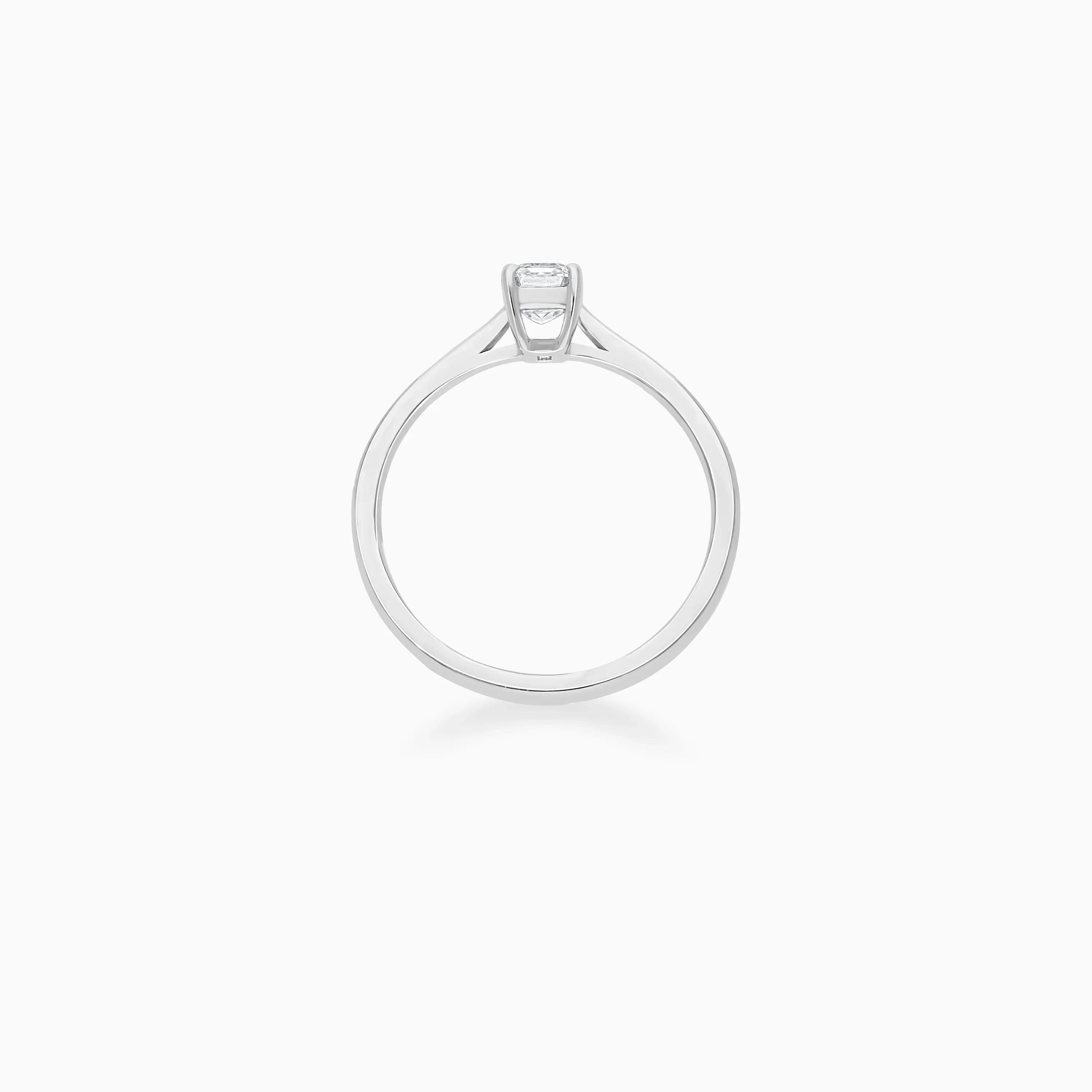 18k white gold solitaire ring with an emerald cut shape natural diamond - Image 4