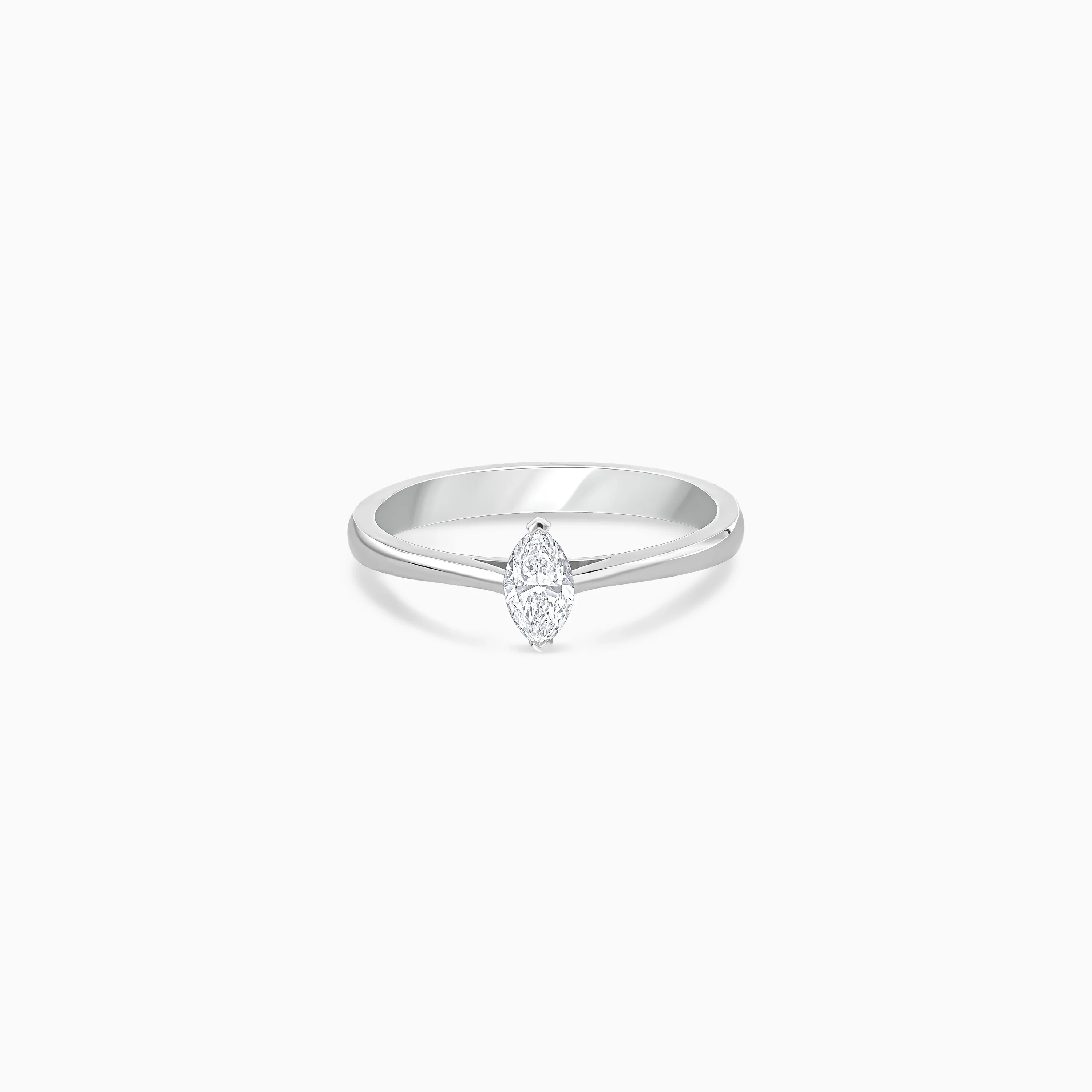 18k white gold solitaire ring with marquise cut shape diamond - Image 3