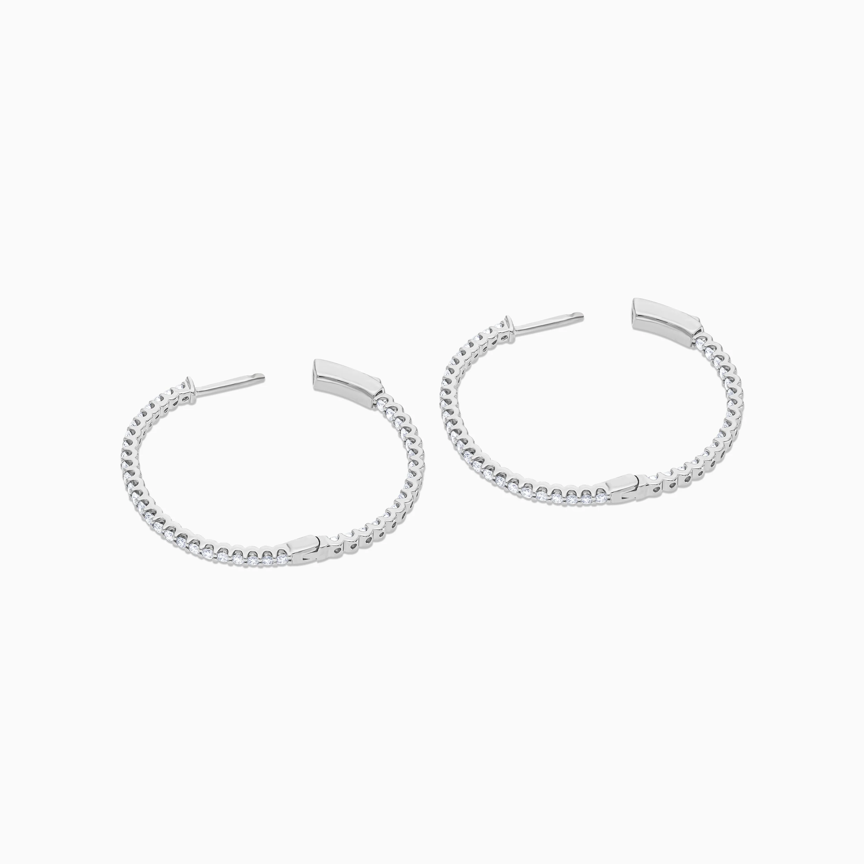Elegant 18K White Gold Round Diamond Hoop Earrings | Hoops Collection - Image 4