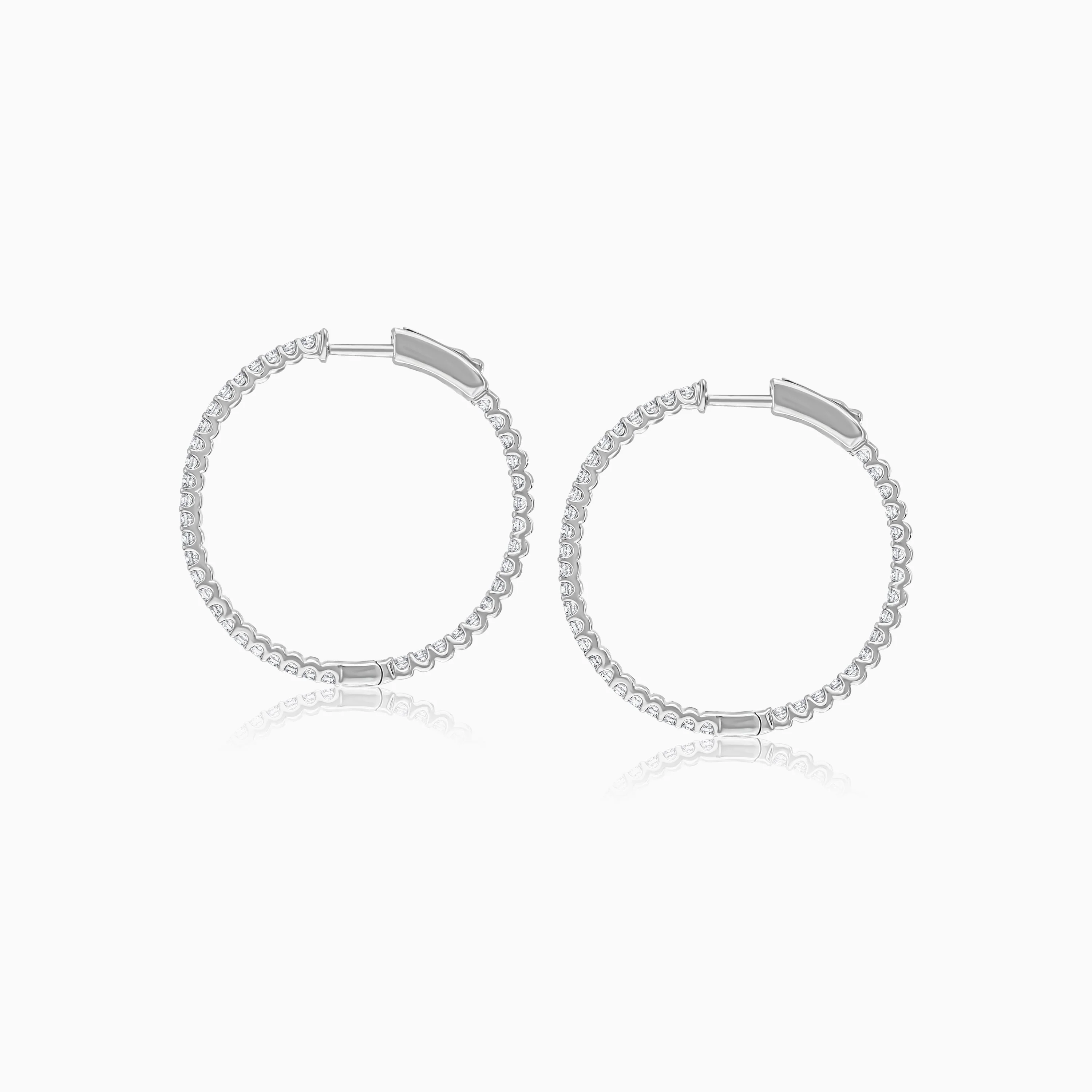 Elegant 18K White Gold Round Diamond Hoop Earrings | Hoops Collection - Image 5