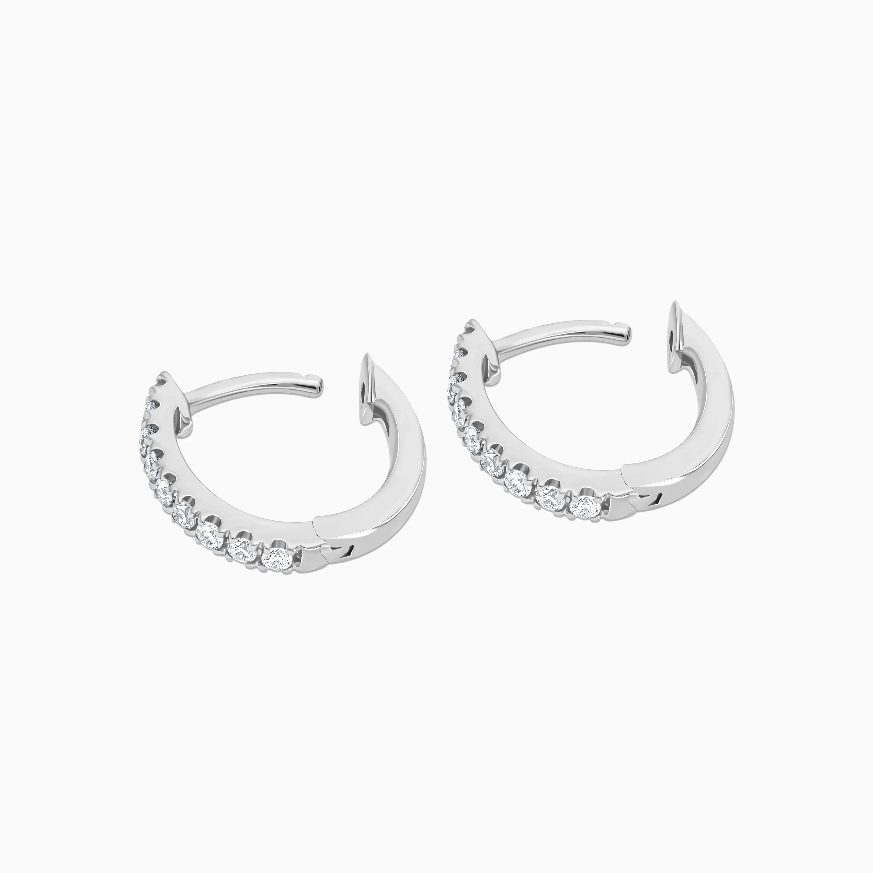 Elegant 18K White Gold Diamond Round Hoop Earrings | Hoops Collection - Image 3
