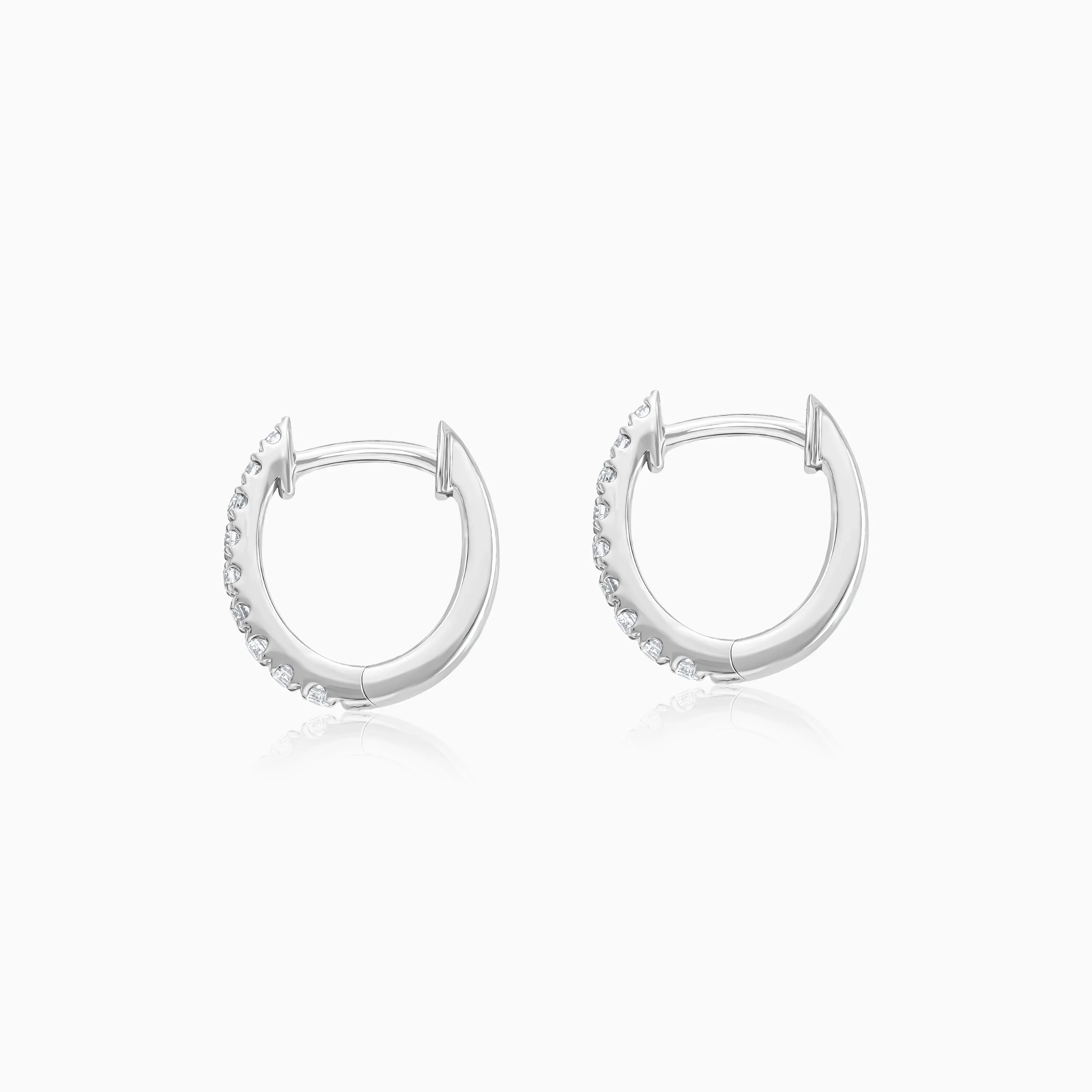 Elegant 18K White Gold Diamond Round Hoop Earrings | Hoops Collection - Image 4