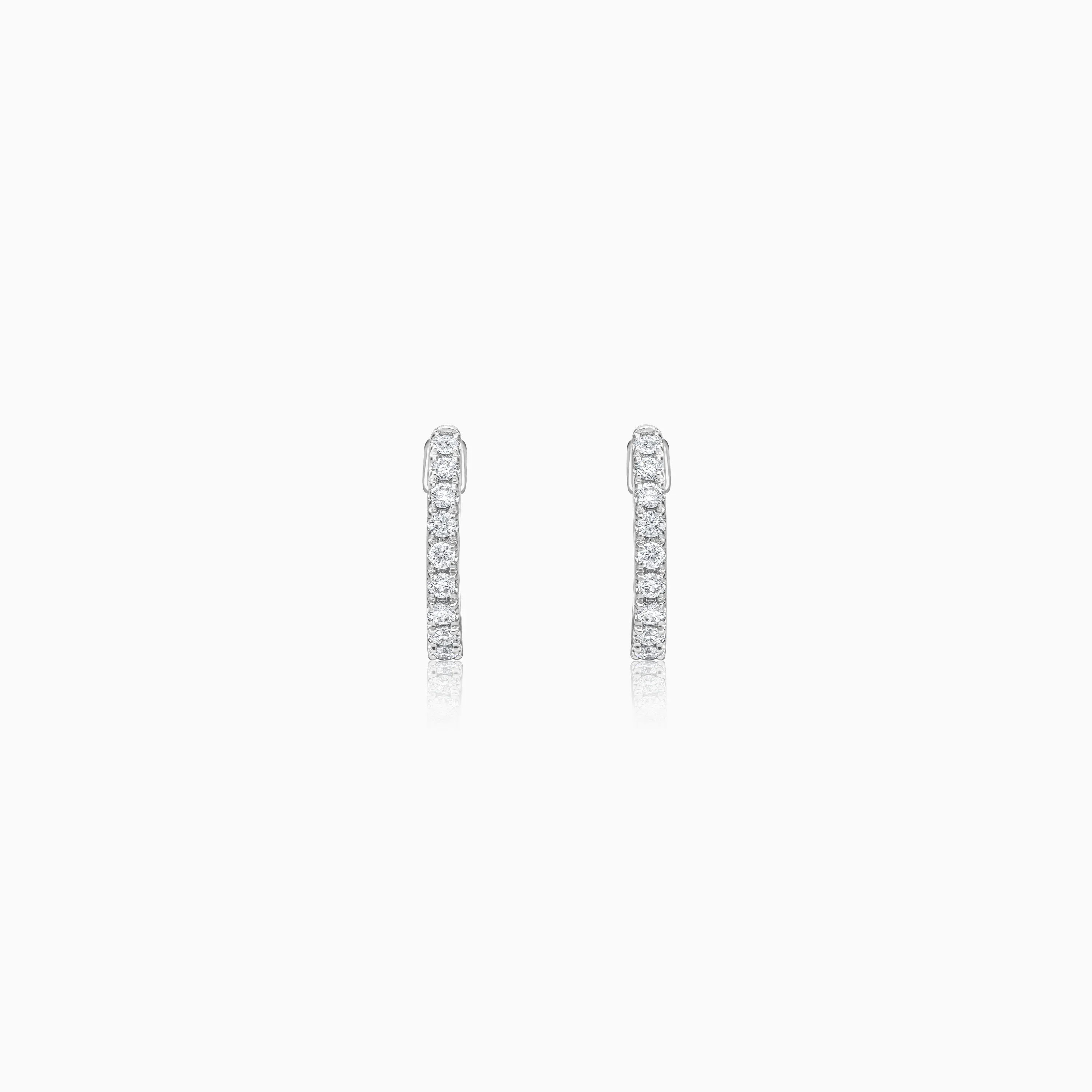 Elegant 18K White Gold Diamond Round Hoop Earrings | Hoops Collection - Image 5