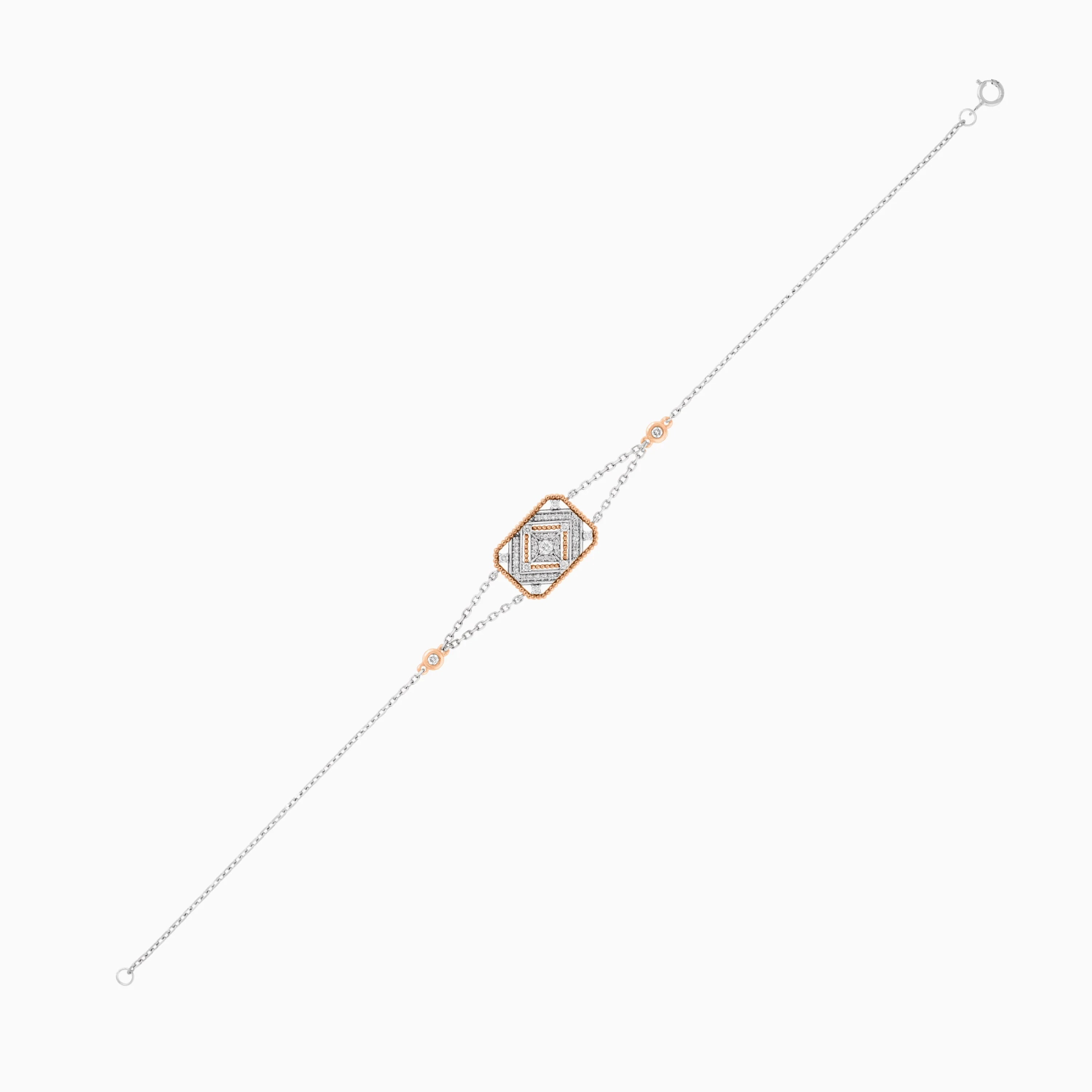 18k White & Rose Gold Bracelet decorated with Natural Diamond stones - Image 3