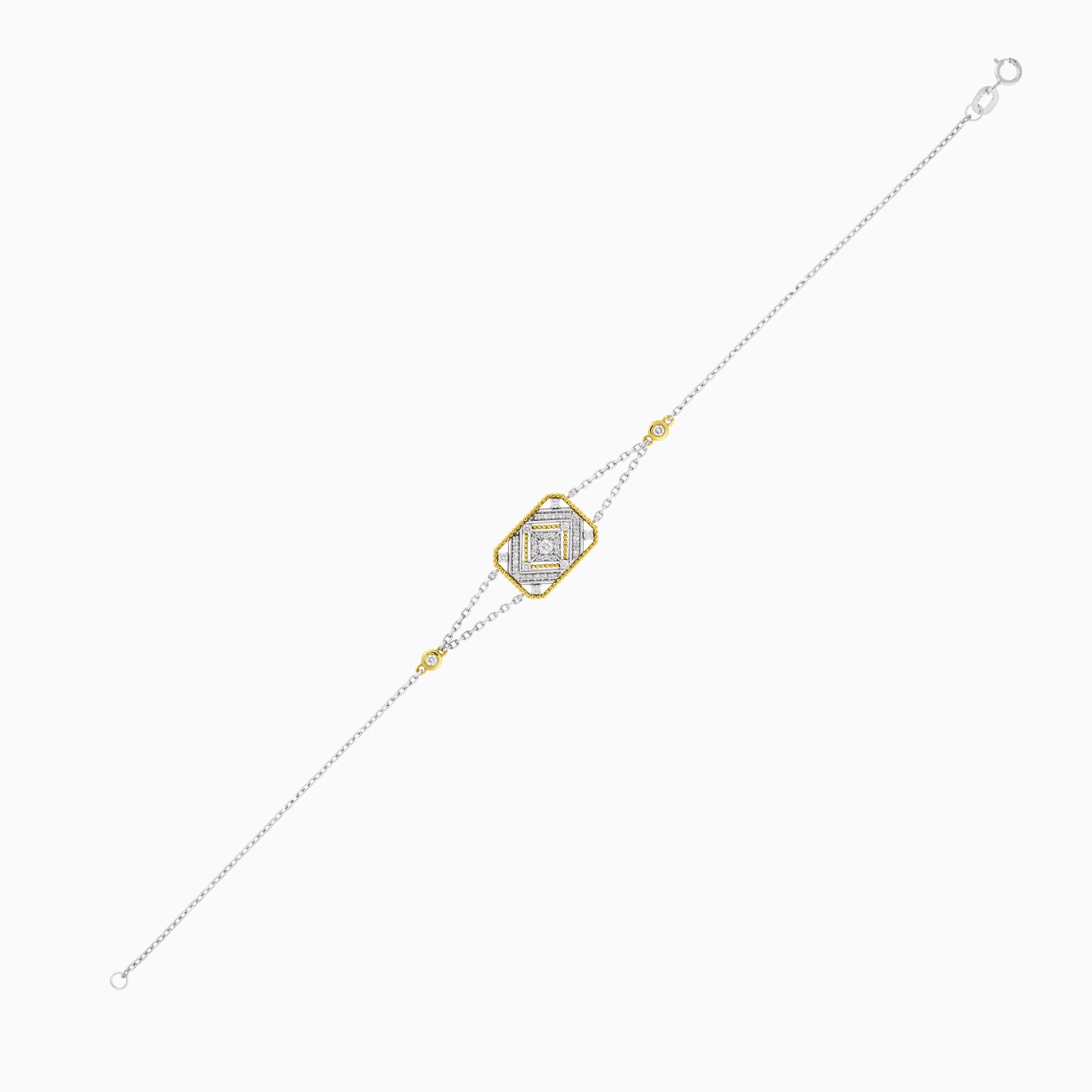 18k White & Yellow Gold Bracelet Decorated with Natural Diamonds - Tablah Diamond Collection - Image 3
