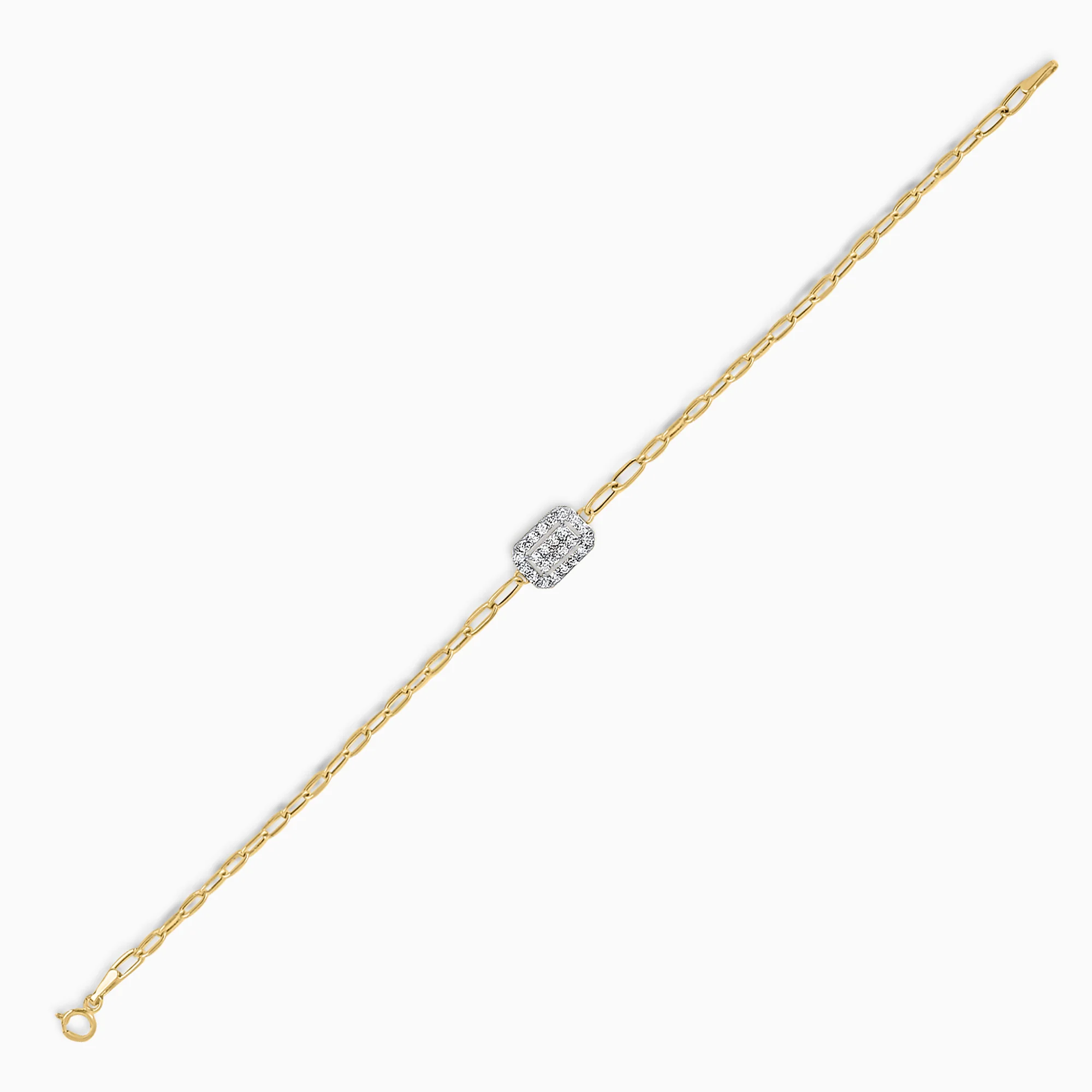 18K Yellow and white Gold paperclip bracelet with rectangular zircon stones - Image 2