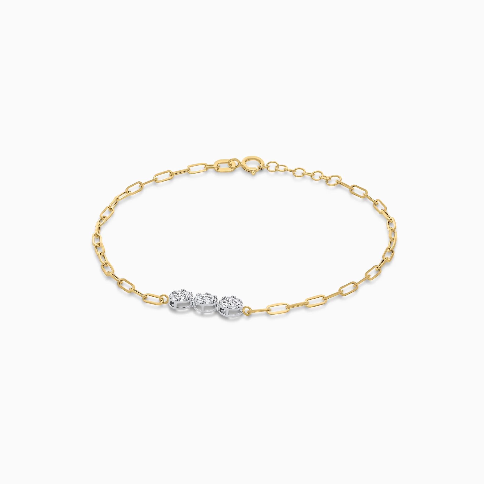 18K Yellow and White Gold Paperclip Bracelet with Zircon Stones - Image 2