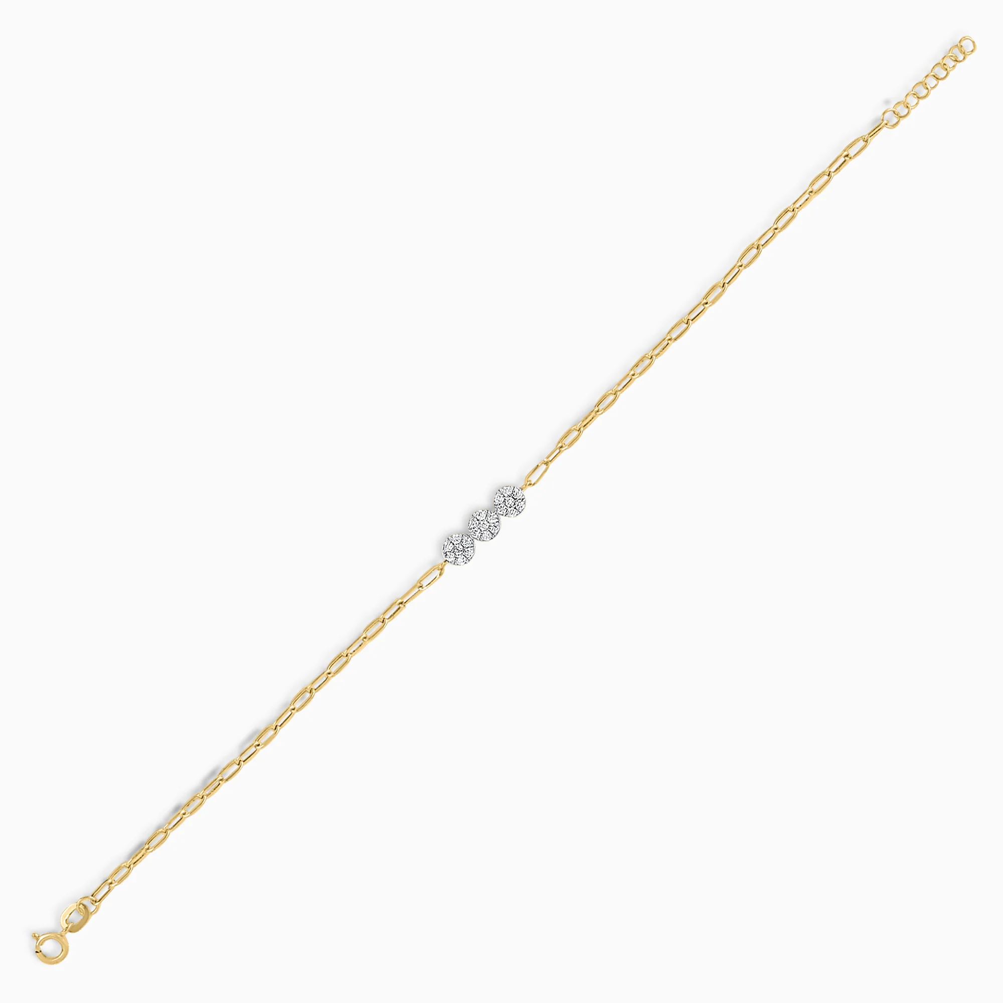 18K Yellow and White Gold Paperclip Bracelet with Zircon Stones - Image 3