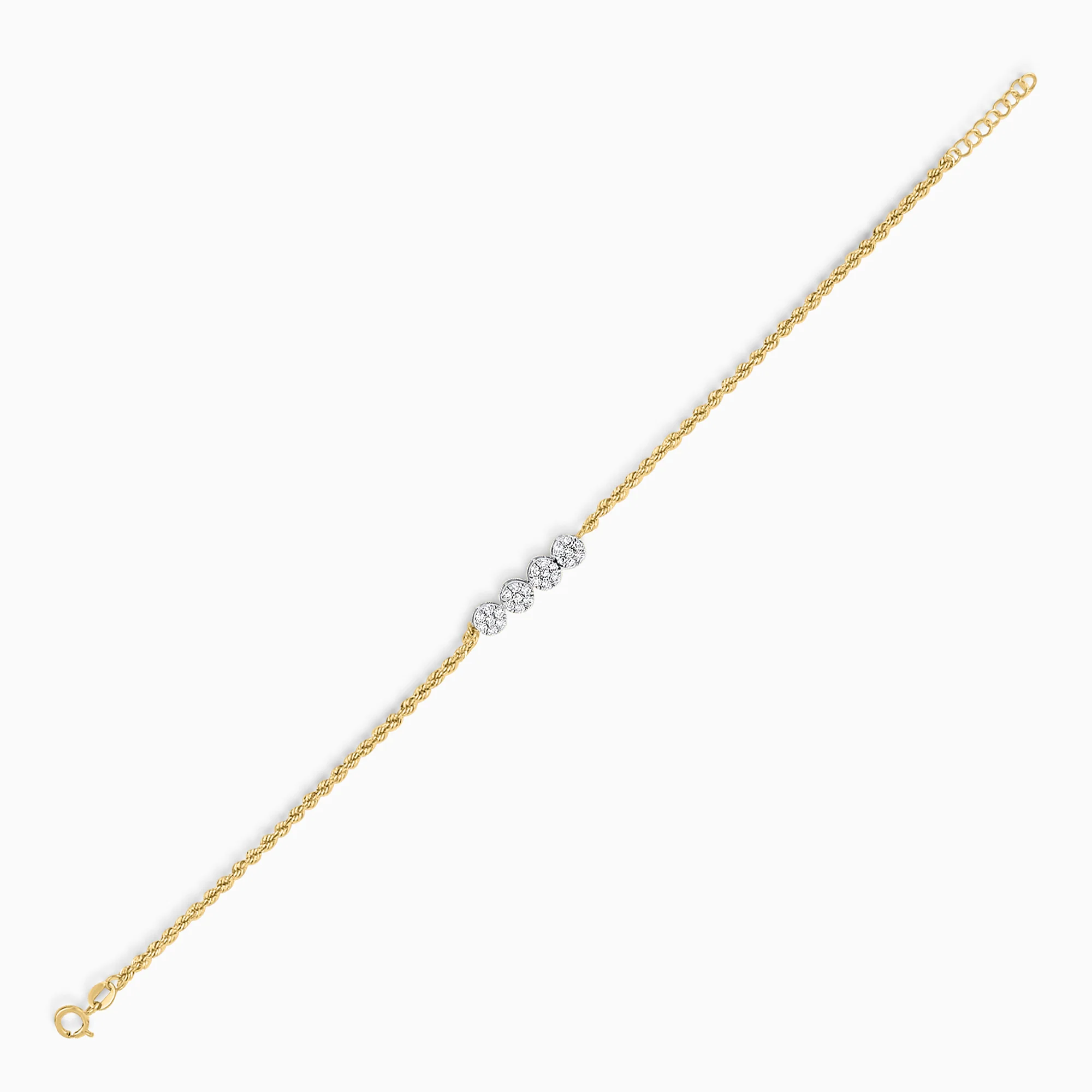 18K Yellow and White Gold Rope Chain Bracelet with Zircon stones - Image 2