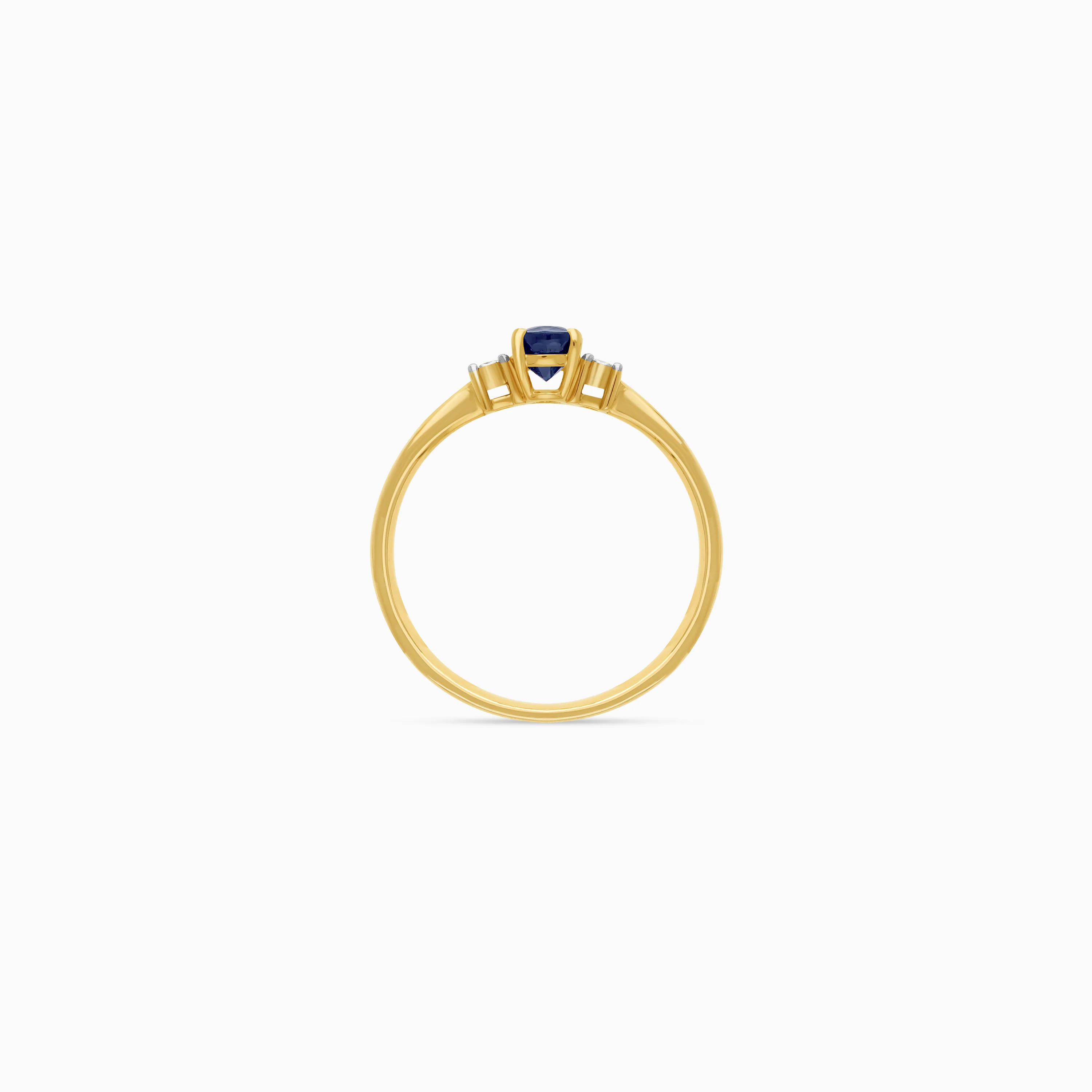 18k Yellow gold blue sapphire stone and natural diamond ring | colour classic collection - Image 3