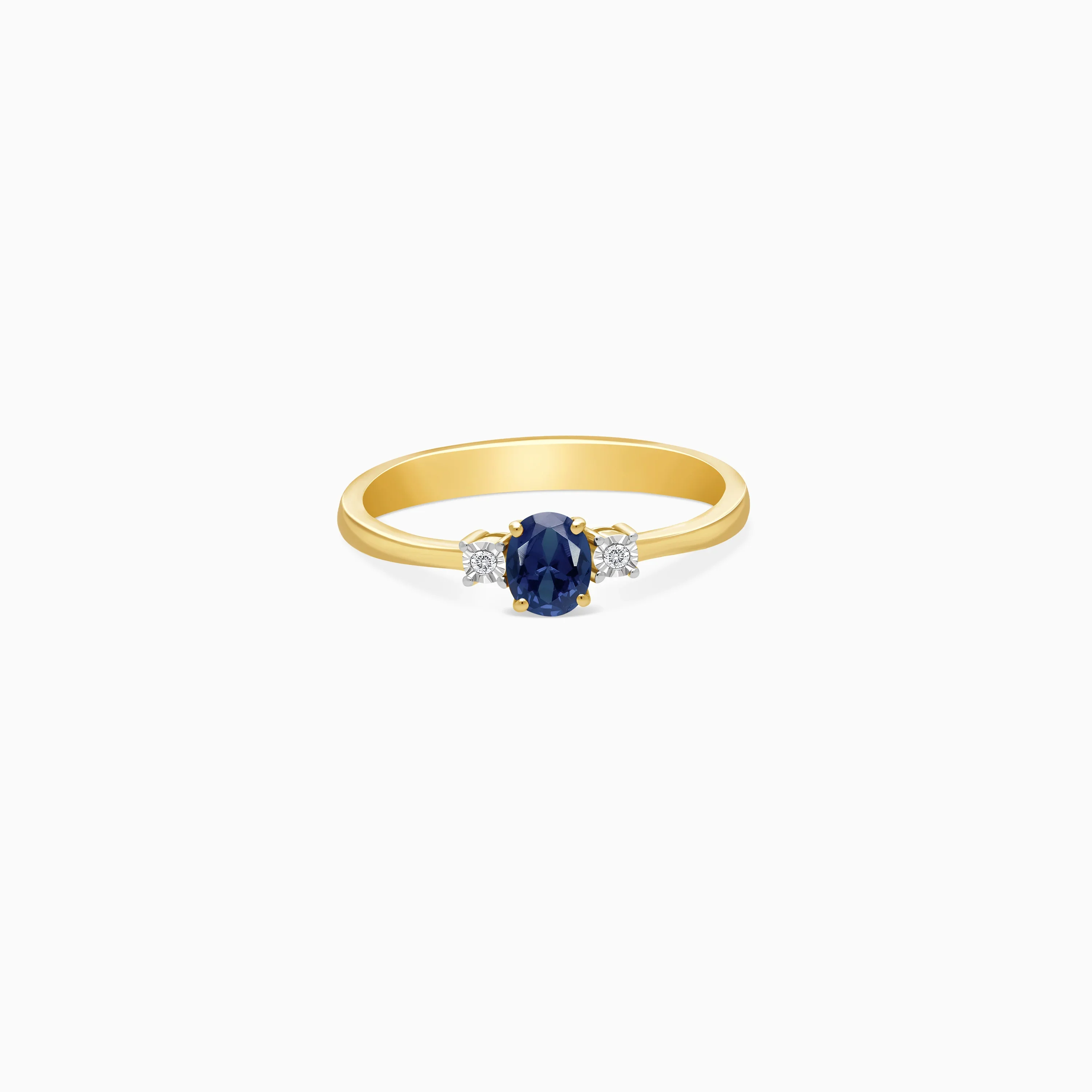 18k yellow gold blue sapphire stone and natural diamond ring | colour classic collection - Image 2