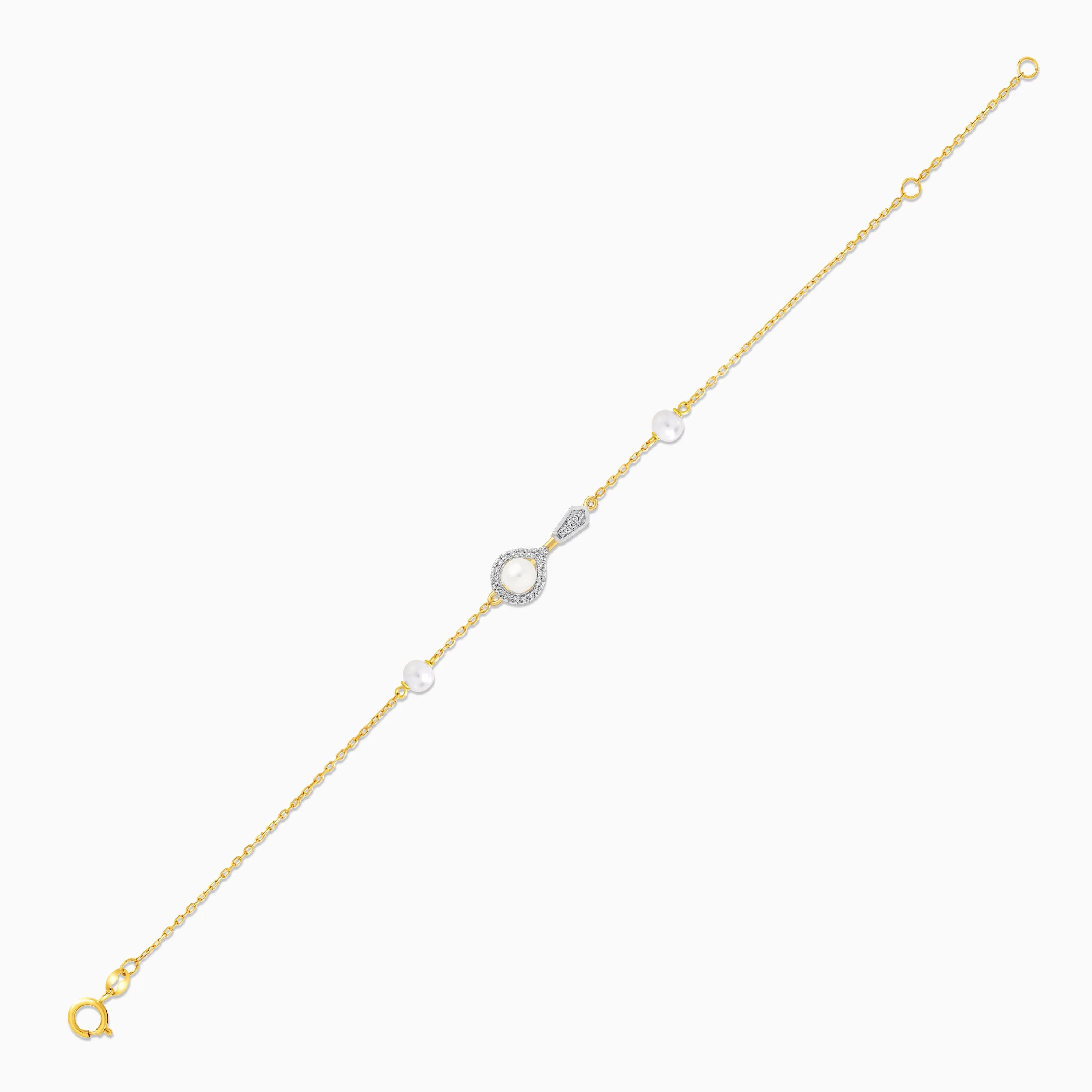 18k yellow gold bracelet decorated with natural diamonds and pearls – danah diamond collection - Image 3