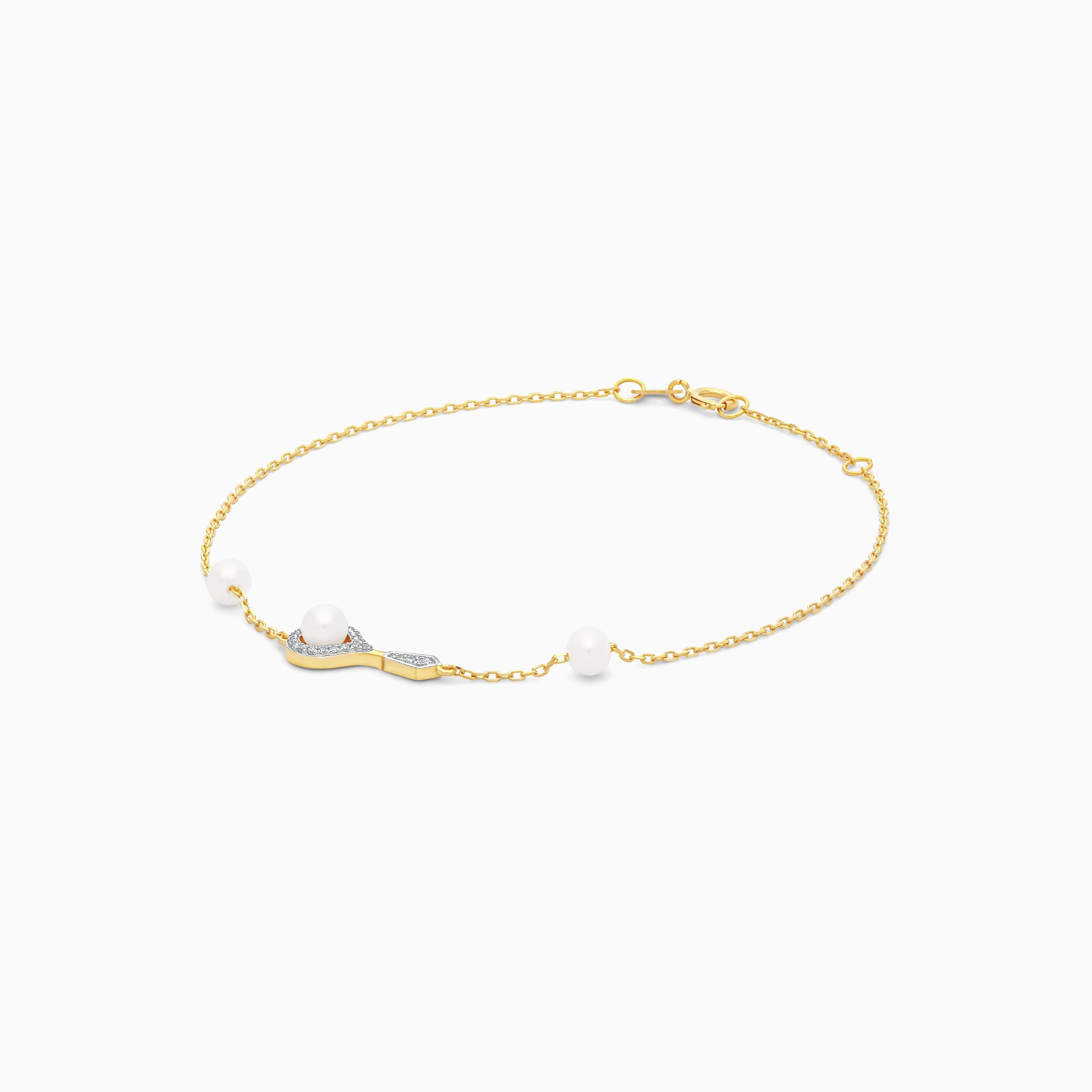 18k yellow gold bracelet decorated with natural diamonds and pearls – danah diamond collection - Image 4