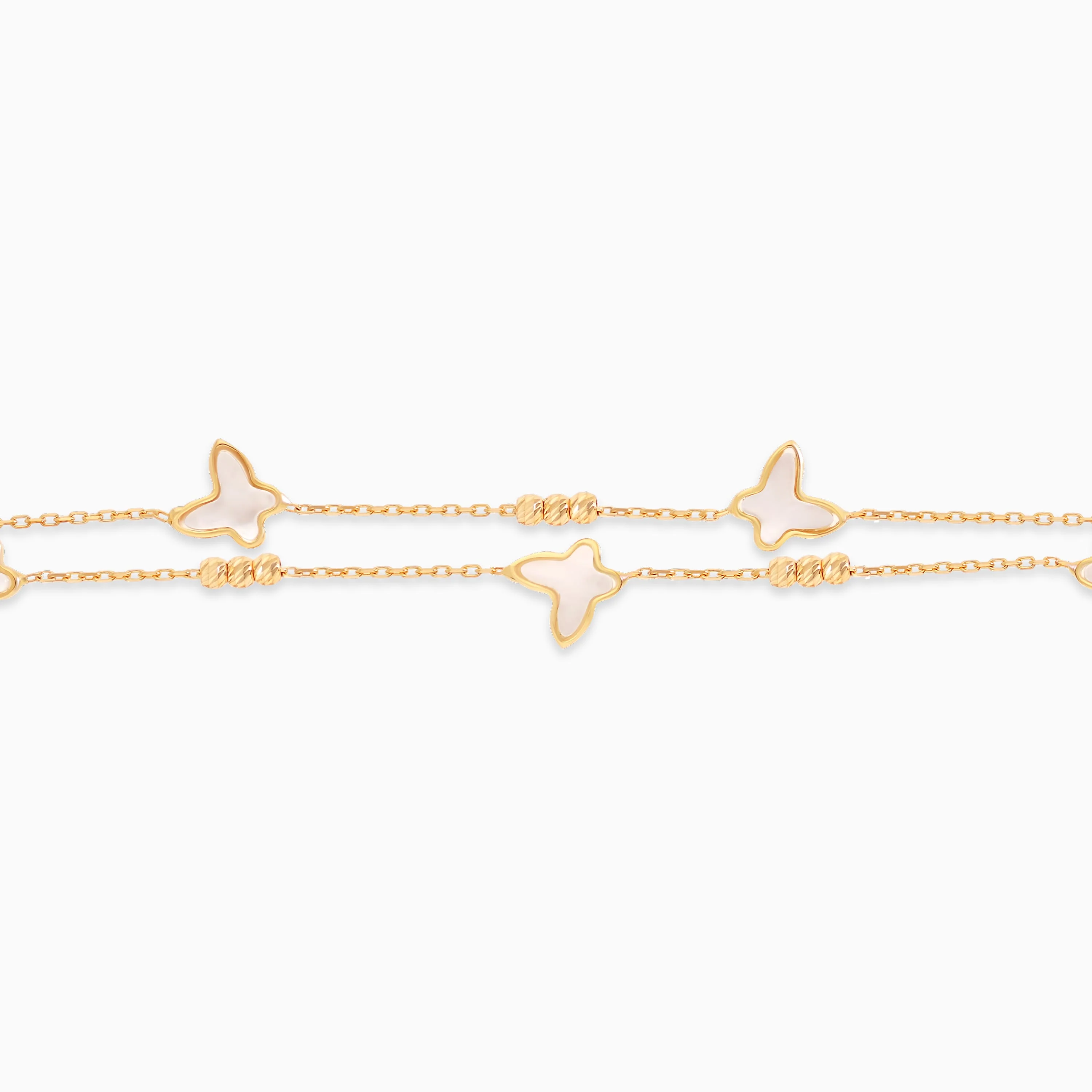 18K Yellow Gold Two-Layer Butterfly Bracelet with Mother of Pearl – Eclat Collection - Image 3