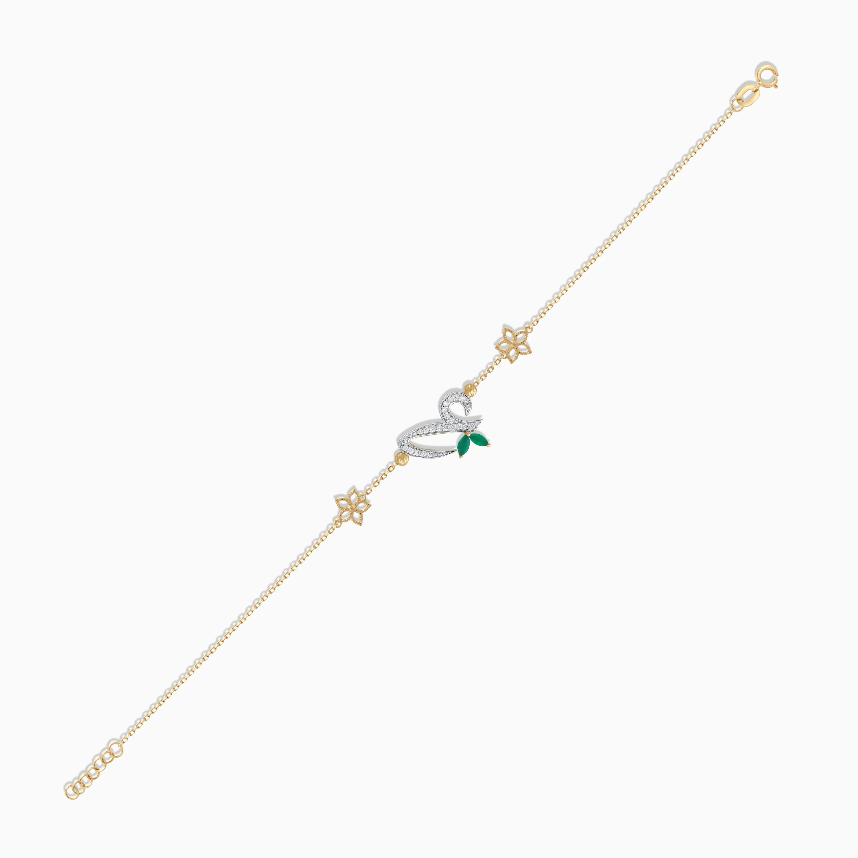 18K Yellow Gold Arabic ‘Ain’ Bracelet with Natural Diamonds & Green Agate | Horoufi Diamond Collection - Image 4